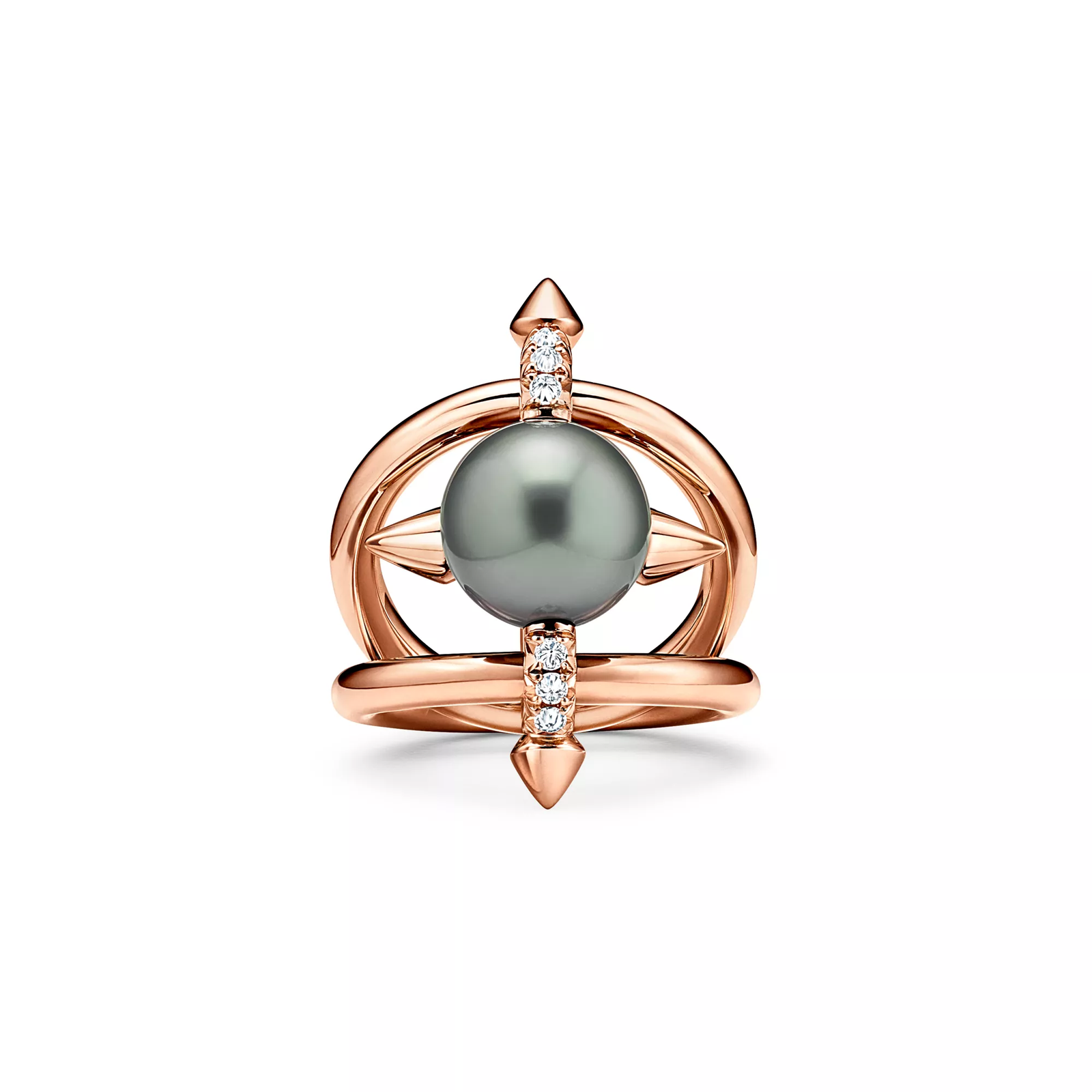 Tahitian Pearl Ring in Gold with Diamonds