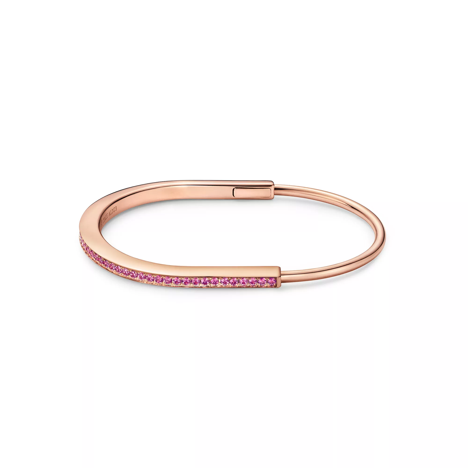 Narrow Bangle in Rose Gold with Pink Sapphires
