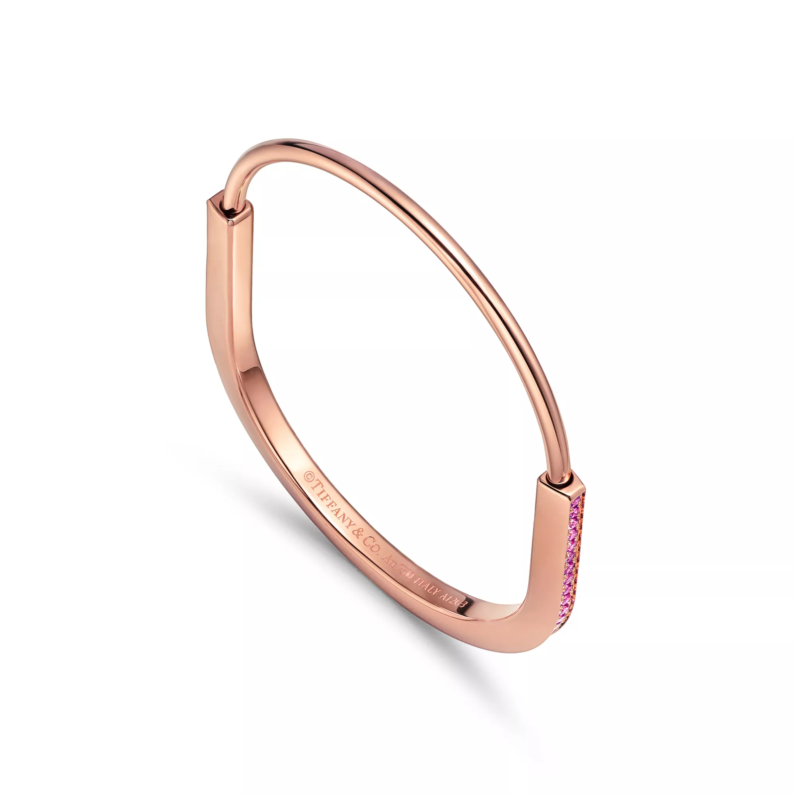 Narrow Bangle in Rose Gold with Pink Sapphires