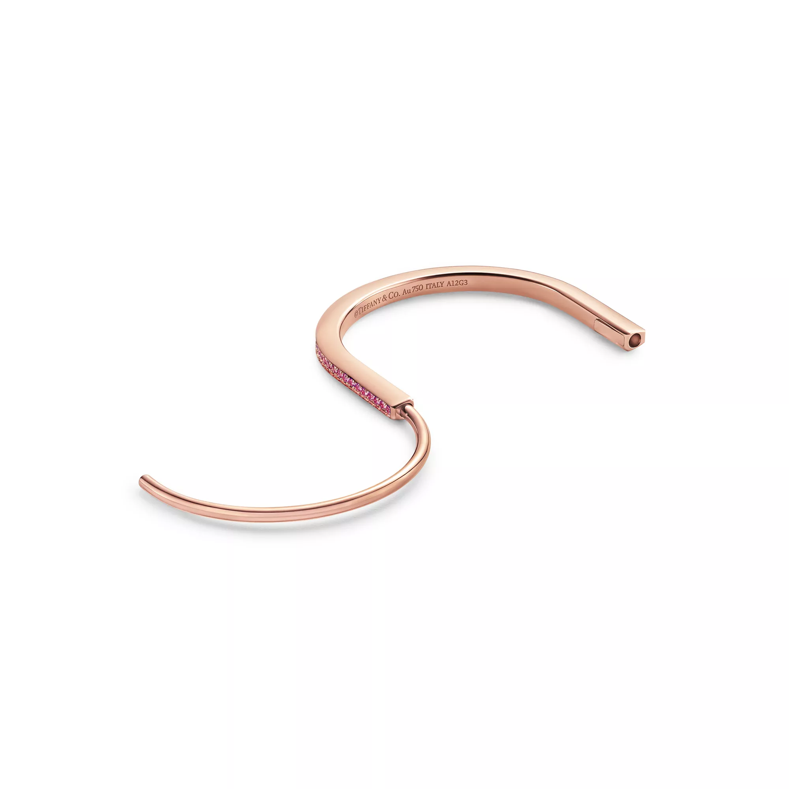 Narrow Bangle in Rose Gold with Pink Sapphires