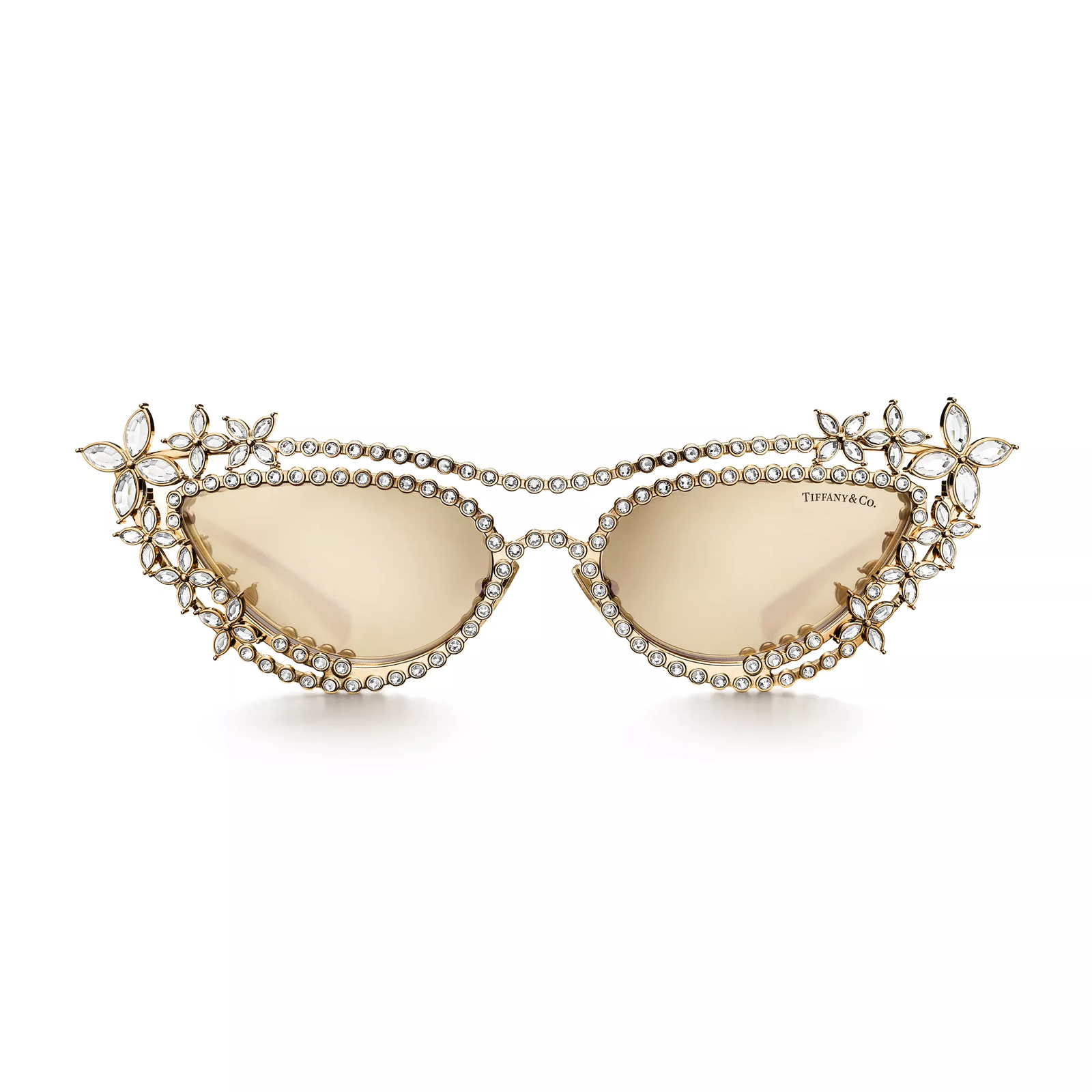 Sunglasses in Gold-plated Metal with Mirrored Lenses