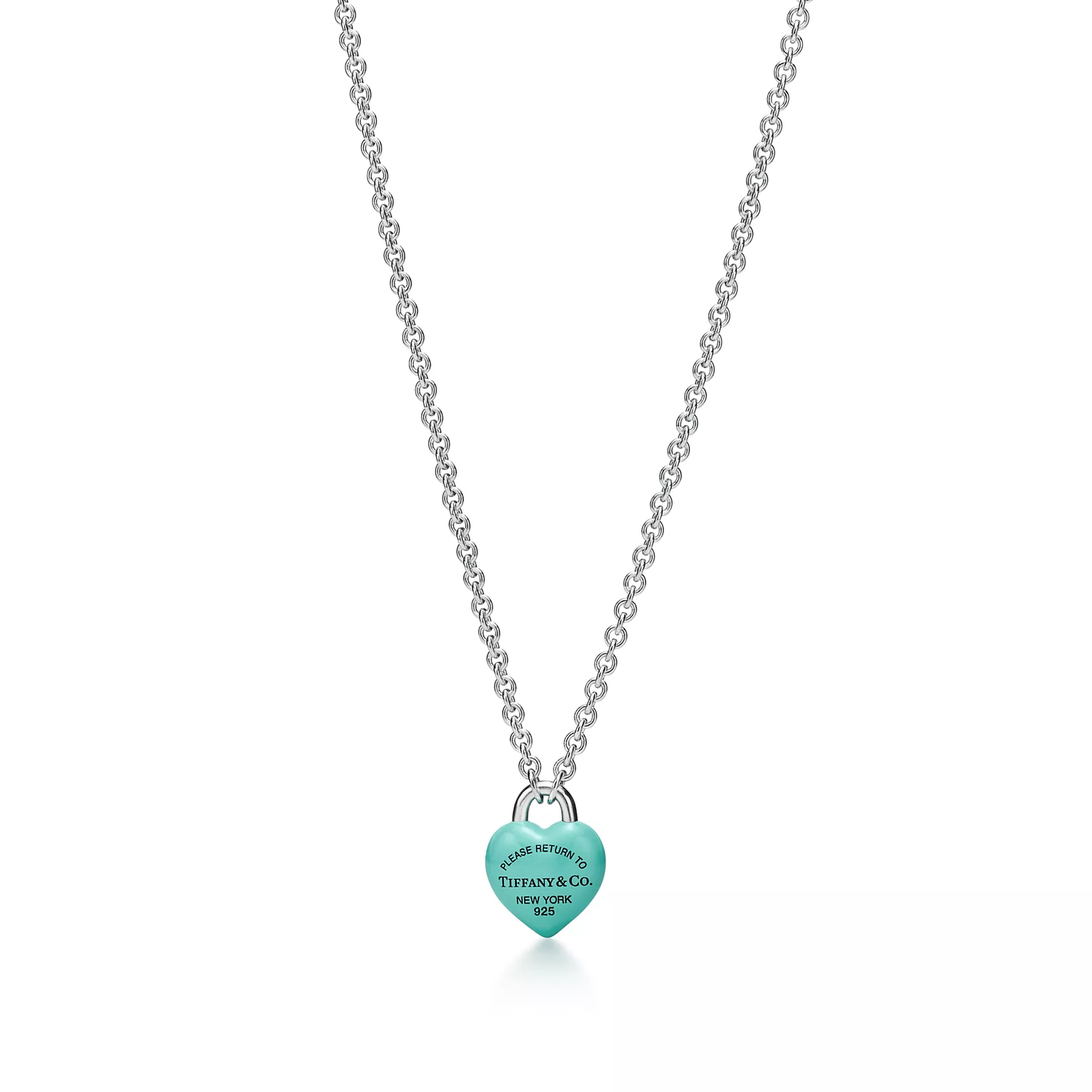 Full Heart Pendant in Sterling Silver with Tiffany Blue