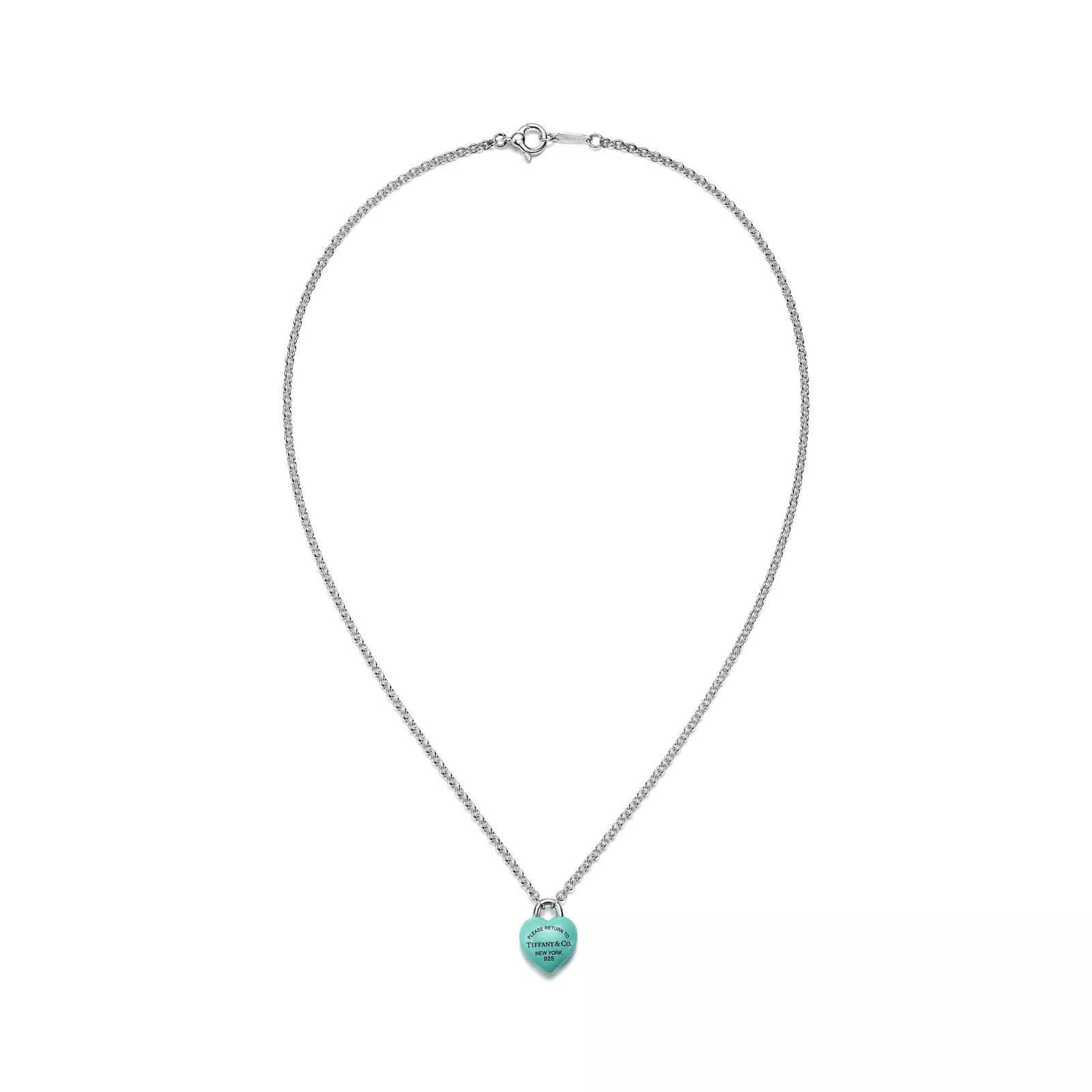 Full Heart Pendant in Sterling Silver with Tiffany Blue