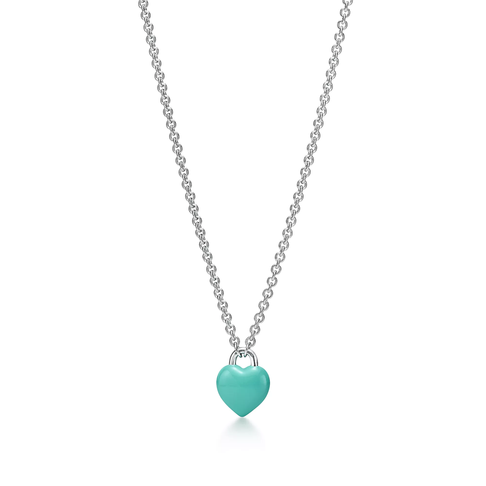 Full Heart Pendant in Sterling Silver with Tiffany Blue