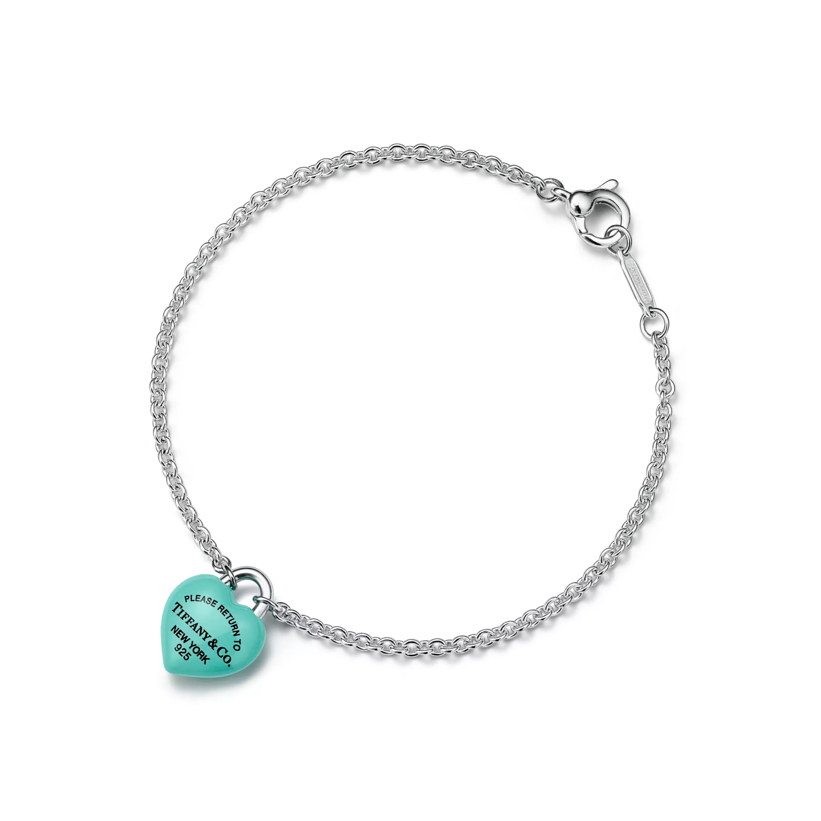 Full Heart Bracelet in Sterling Silver with Tiffany Blue