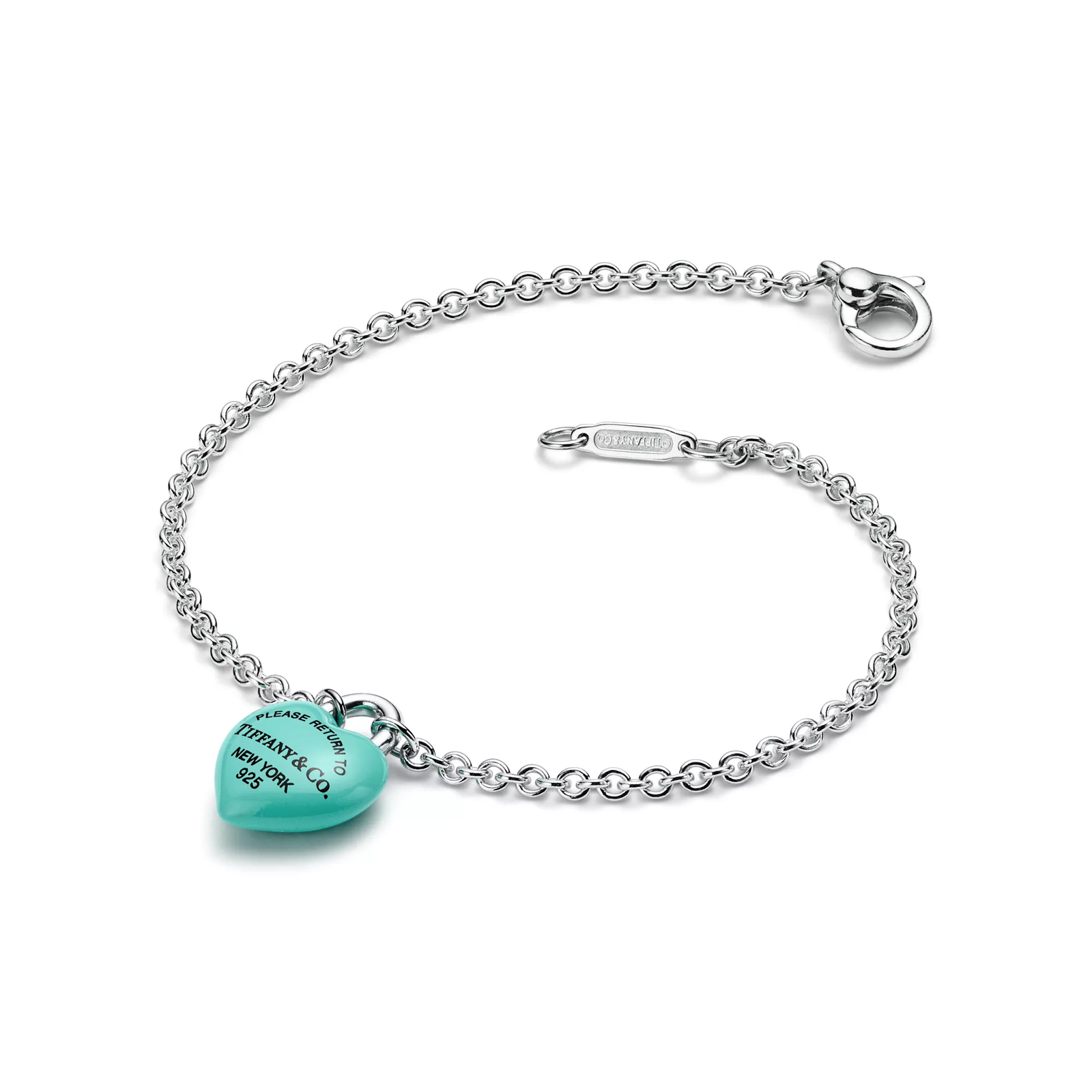 Full Heart Bracelet in Sterling Silver with Tiffany Blue