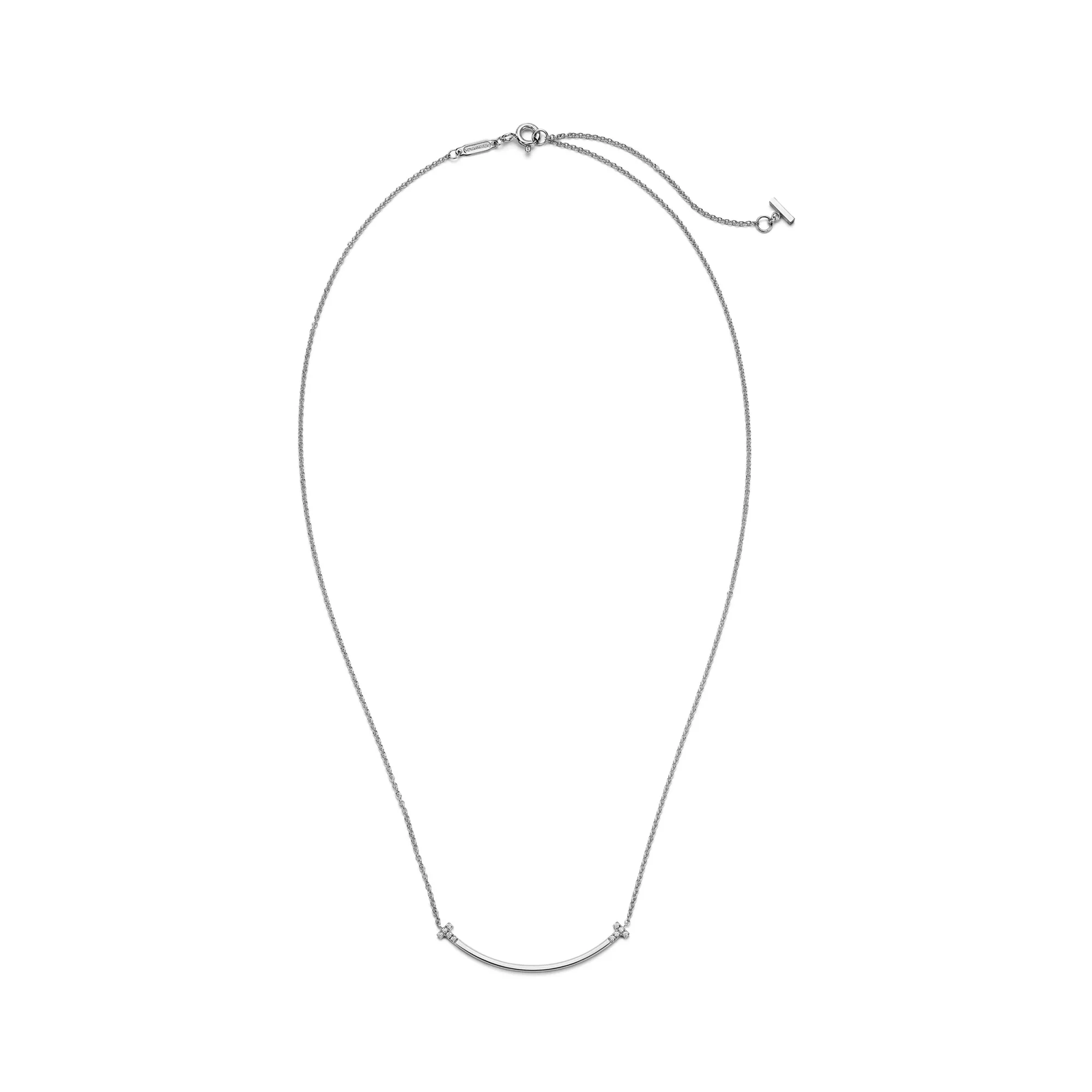 Smile Small Pendant in White Gold with Diamonds