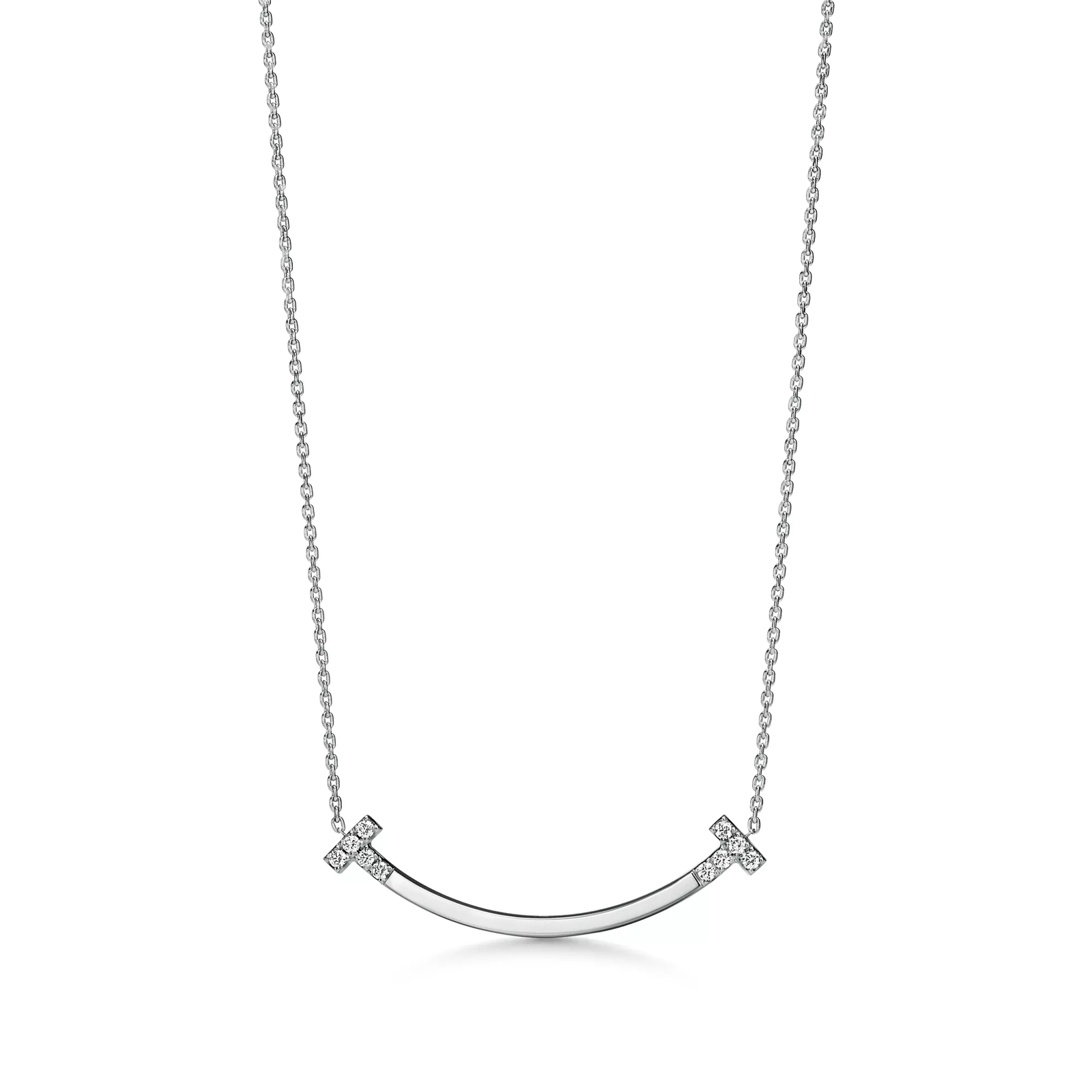 Smile Medium Pendant in White Gold with Diamonds