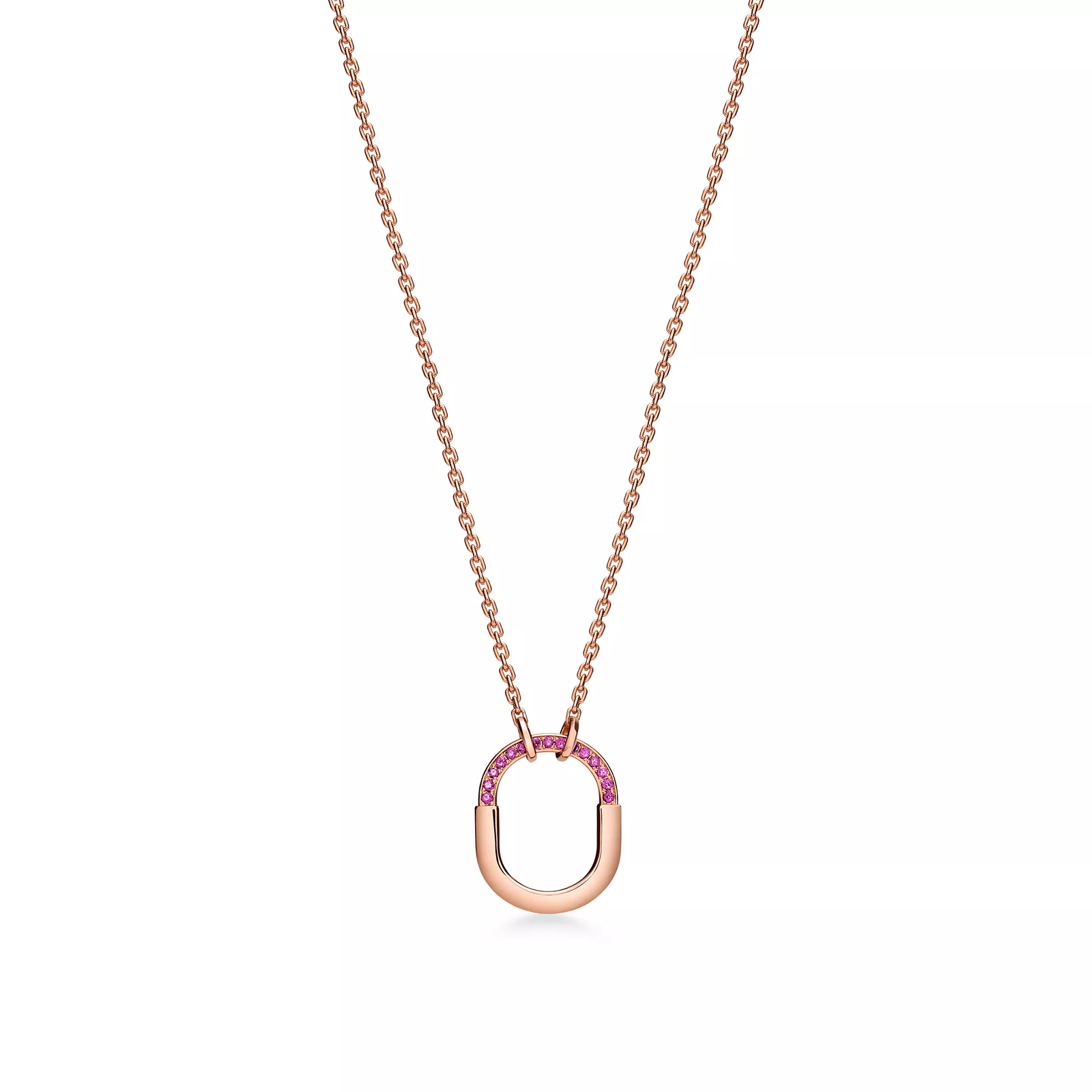 Small Pendant in Rose Gold with Pink Sapphires