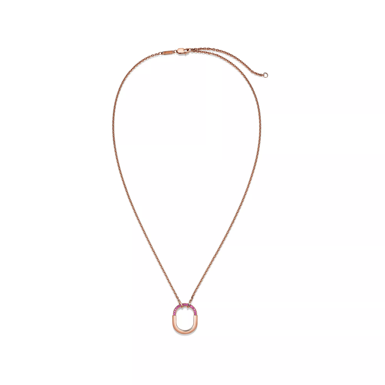 Small Pendant in Rose Gold with Pink Sapphires