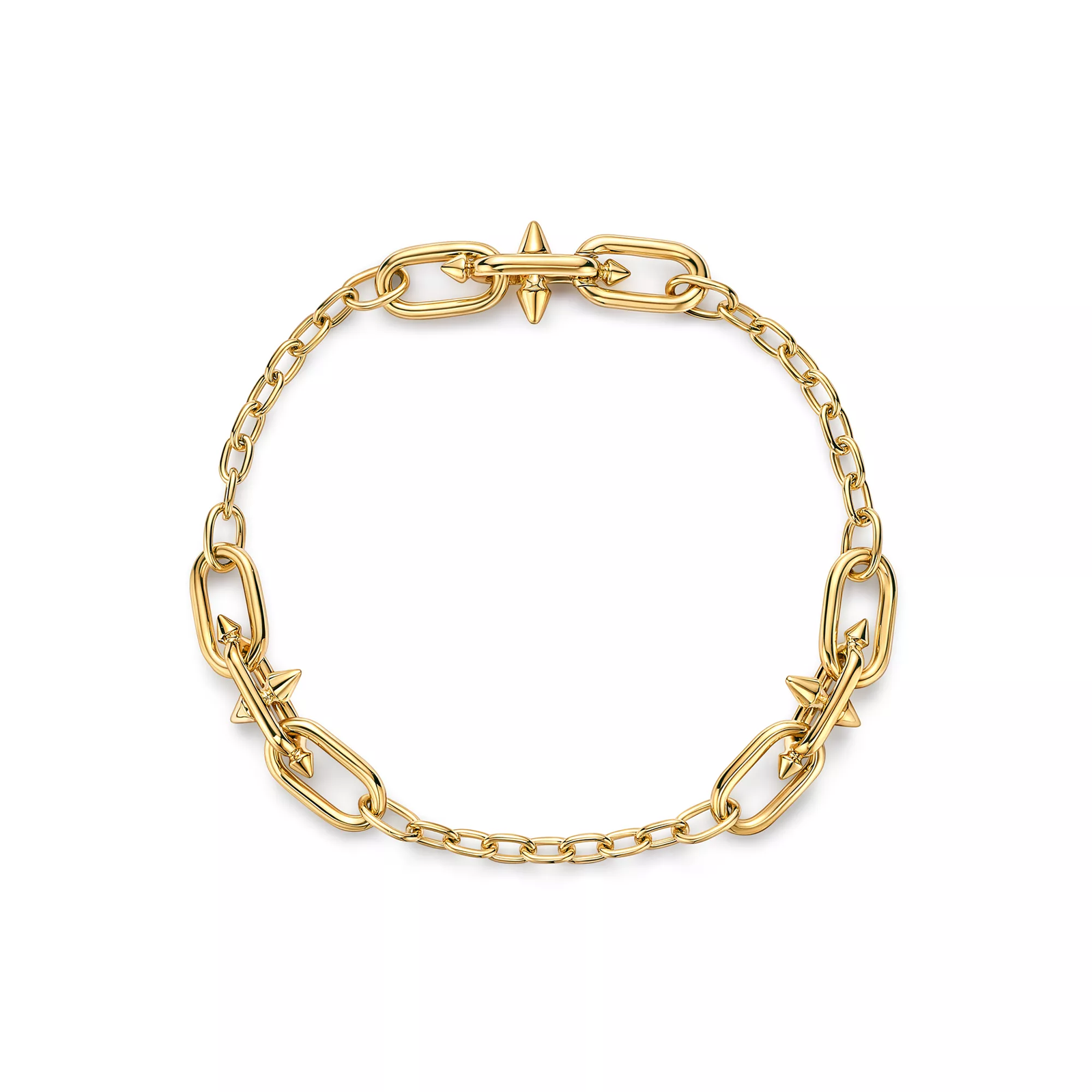 Small Link Station Bracelet in Yellow Gold