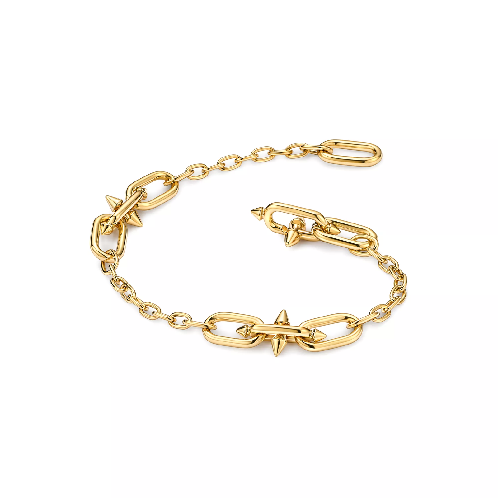 Small Link Station Bracelet in Yellow Gold