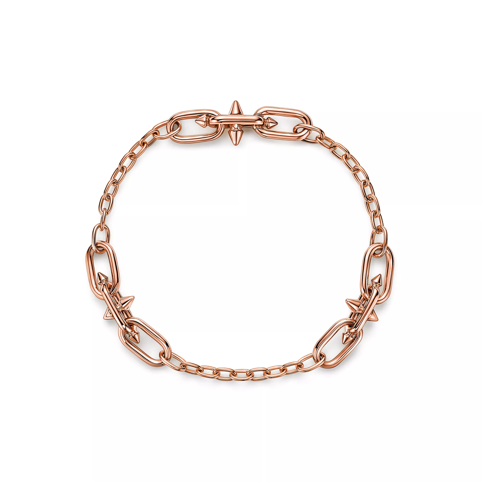 Small Link Station Bracelet in Rose Gold