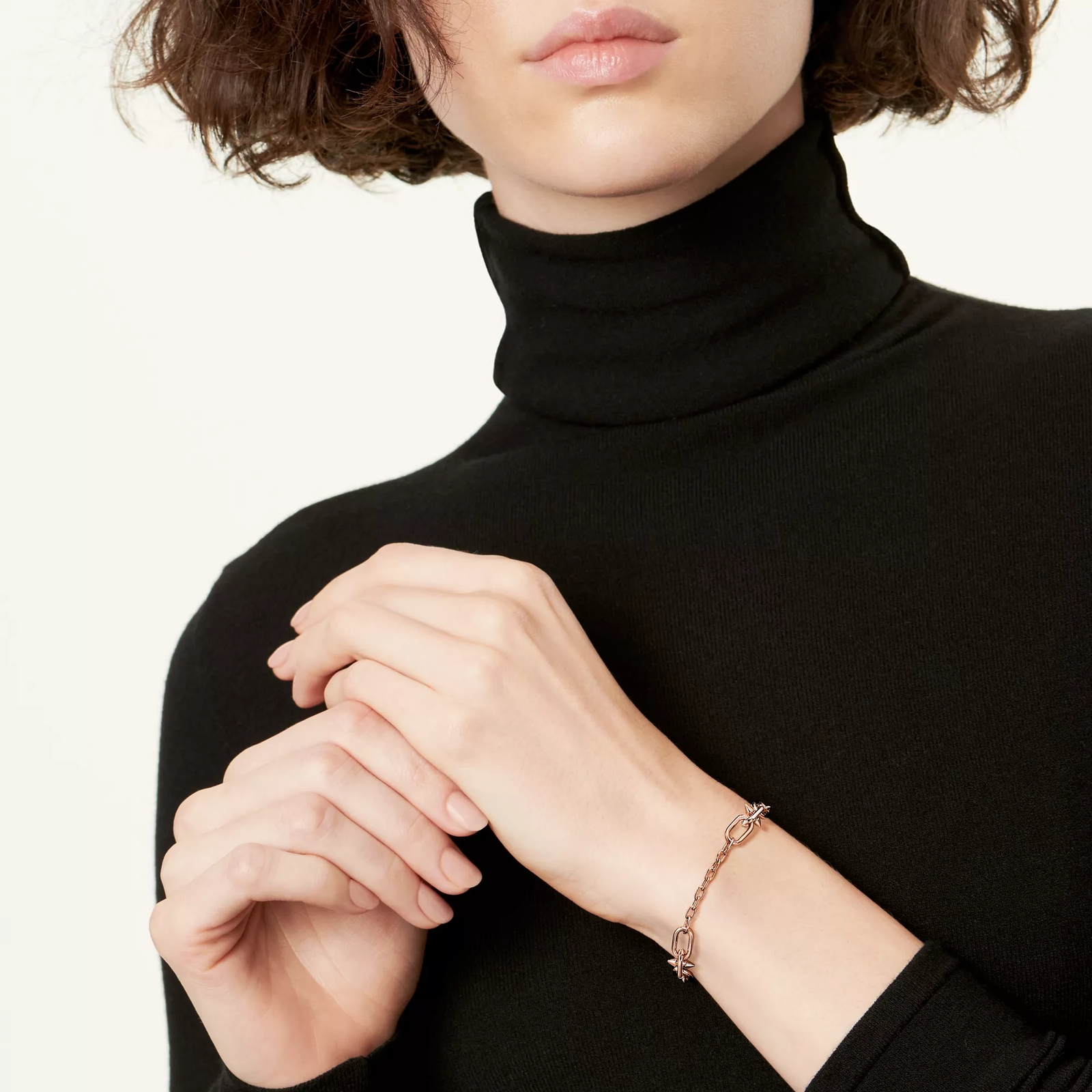 Small Link Station Bracelet in Rose Gold