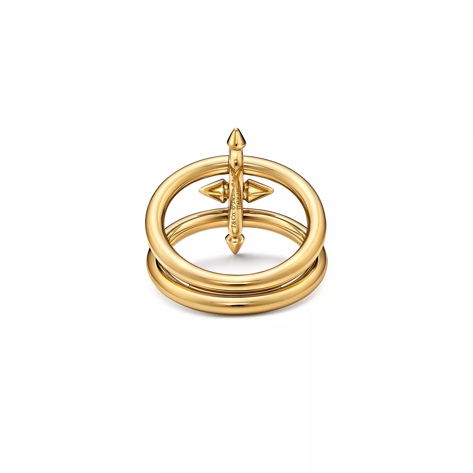 Two-row Ring in Yellow Gold with Diamonds