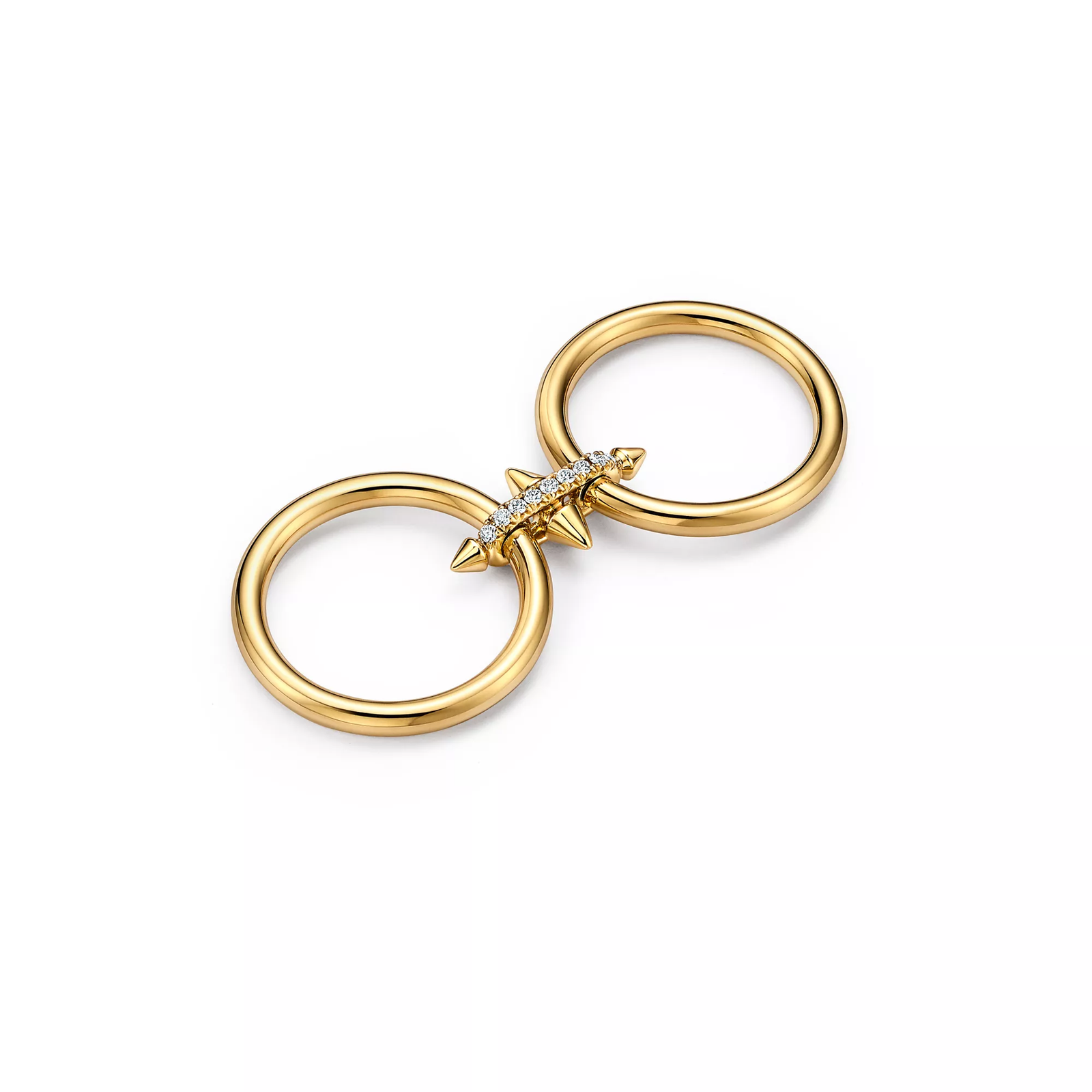 Two-row Ring in Yellow Gold with Diamonds