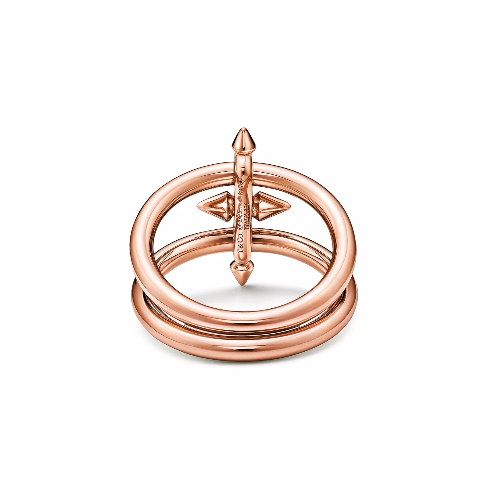 Two-row Ring in Rose Gold with Diamonds