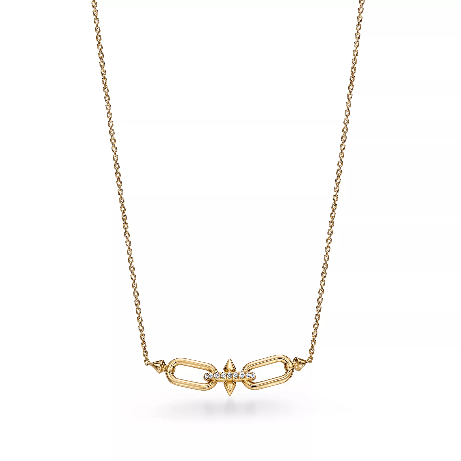 East West Pendant in Gold with Diamonds