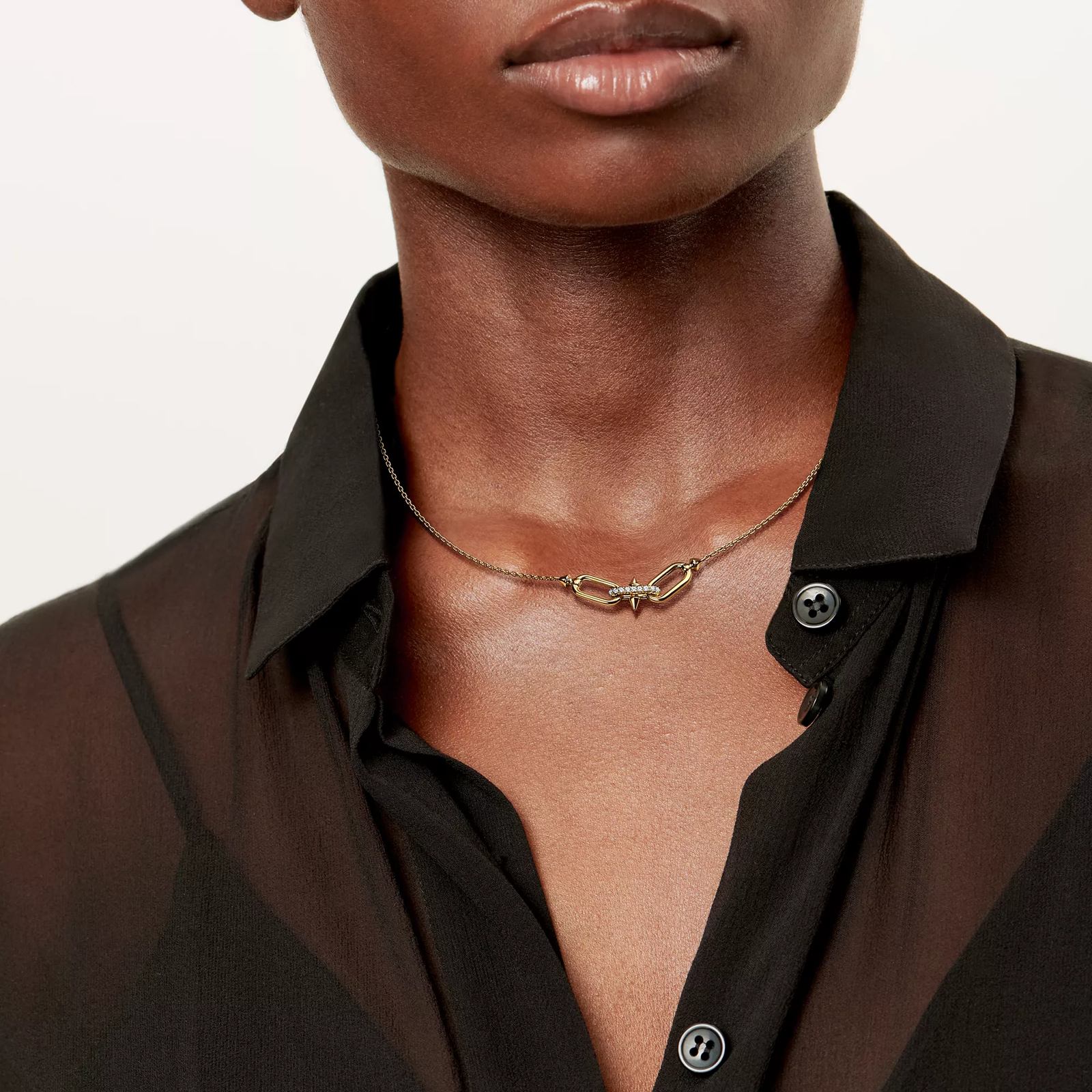 East West Pendant in Gold with Diamonds
