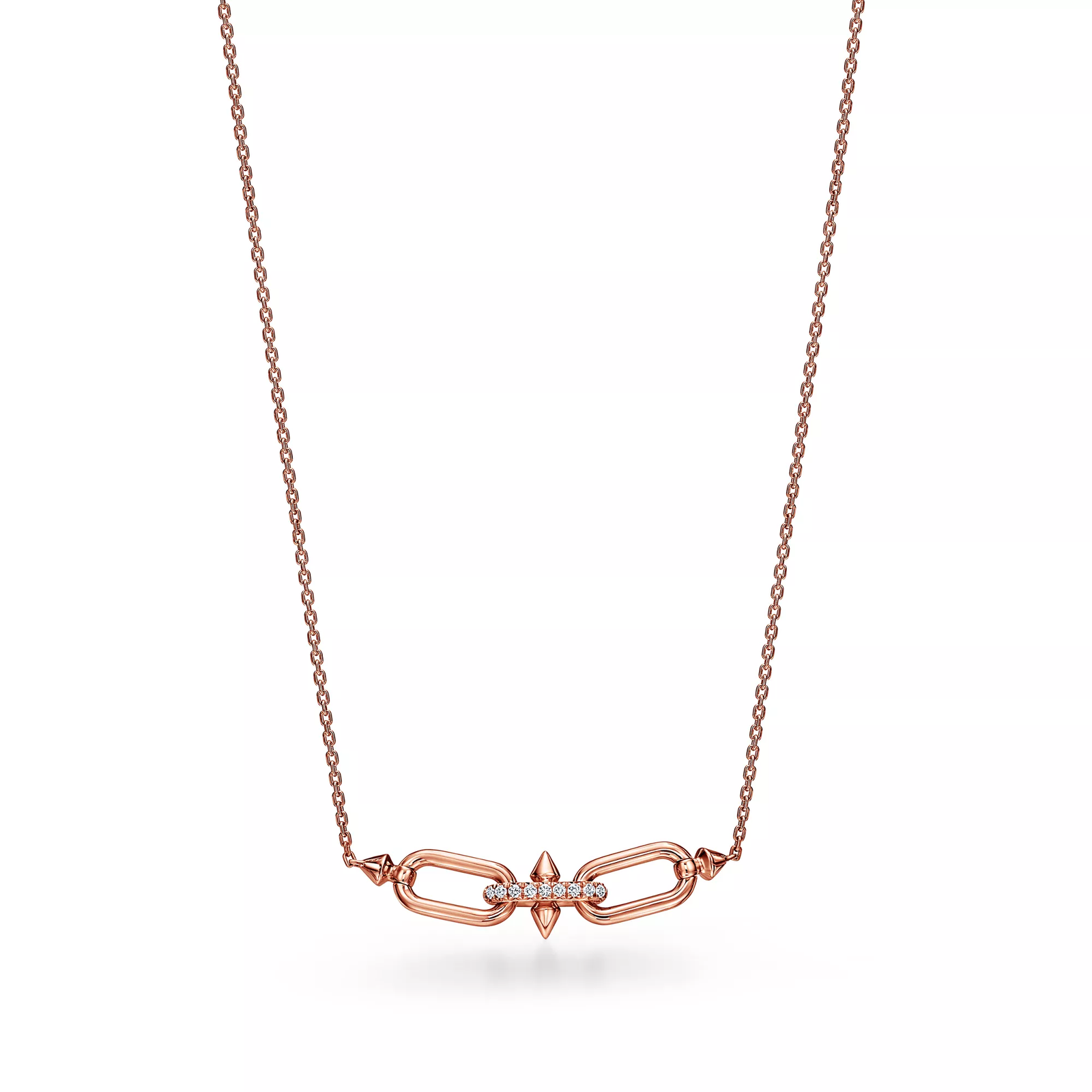 East West Pendant in Rose Gold with Diamonds