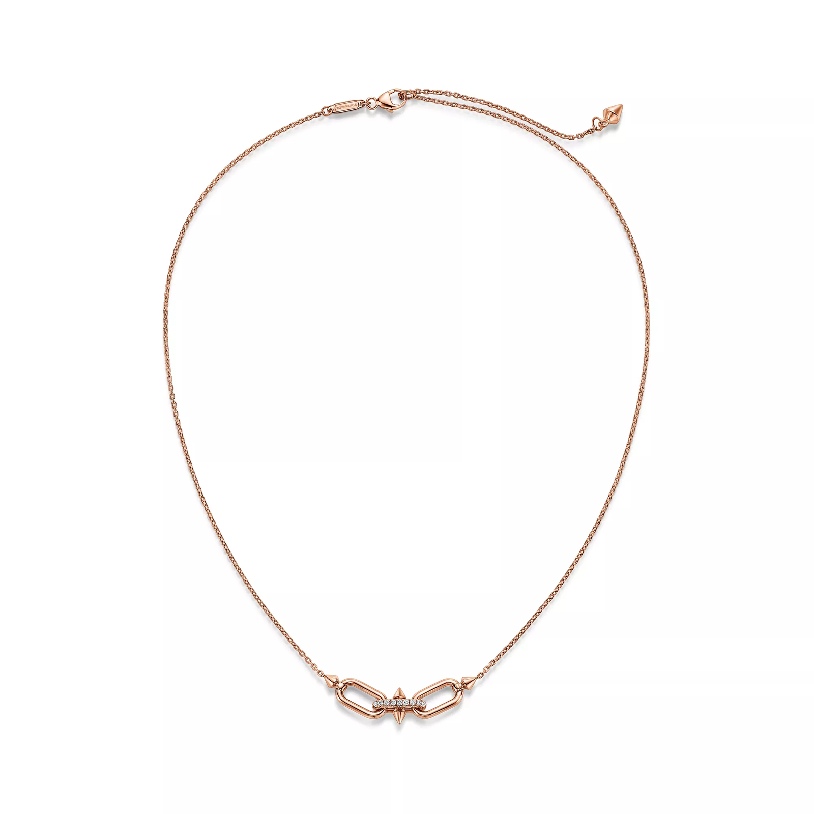 East West Pendant in Rose Gold with Diamonds