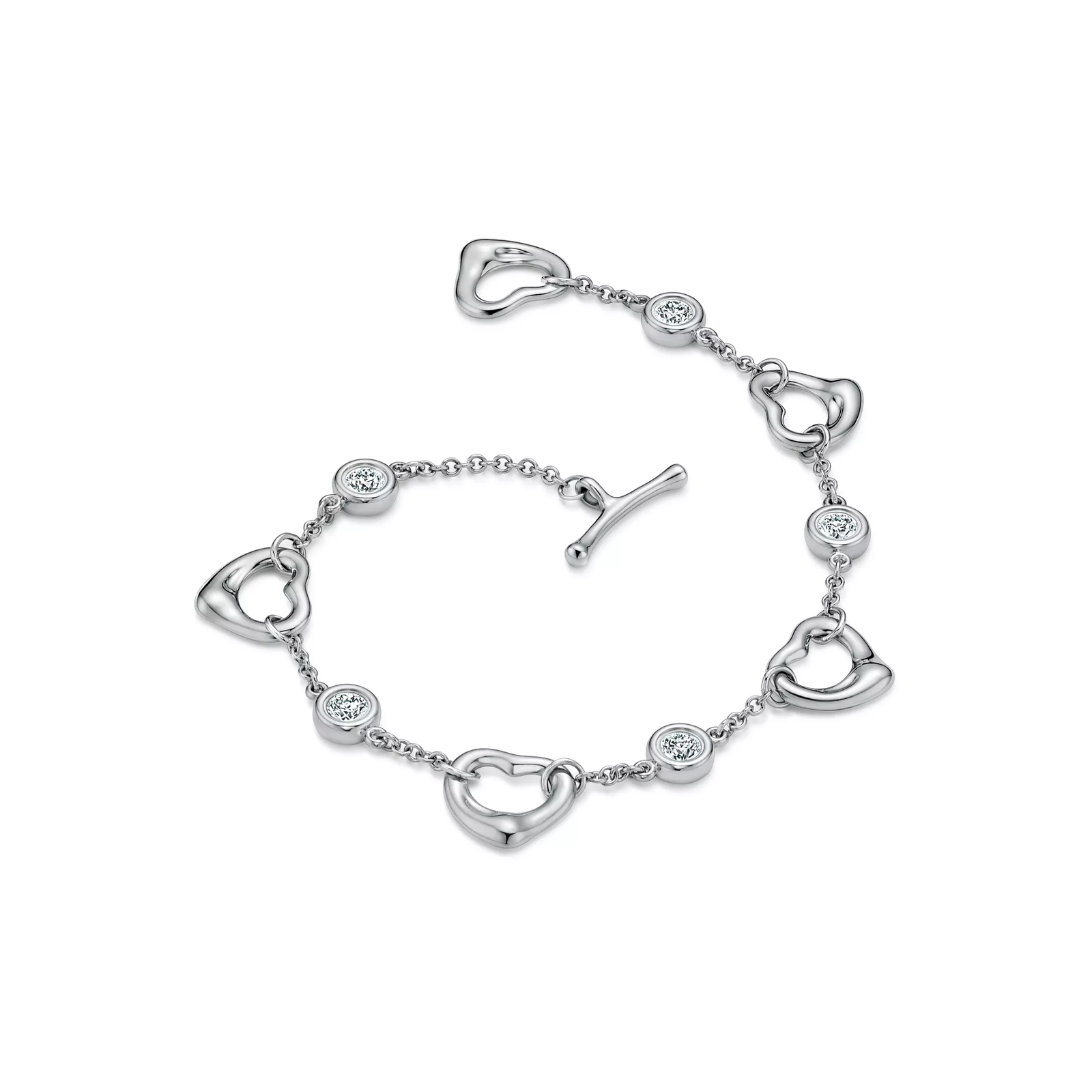 Open Heart Bracelet in Platinum