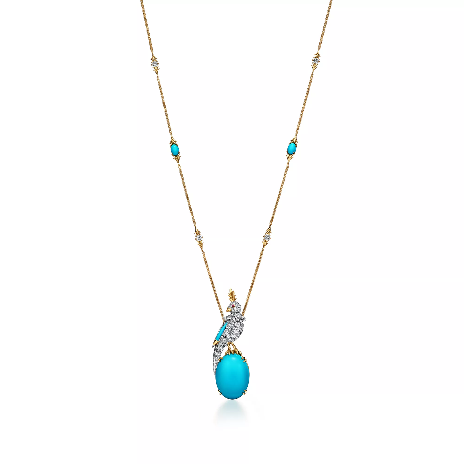 Pendant in Gold with Turquoise, Diamonds and Rubies