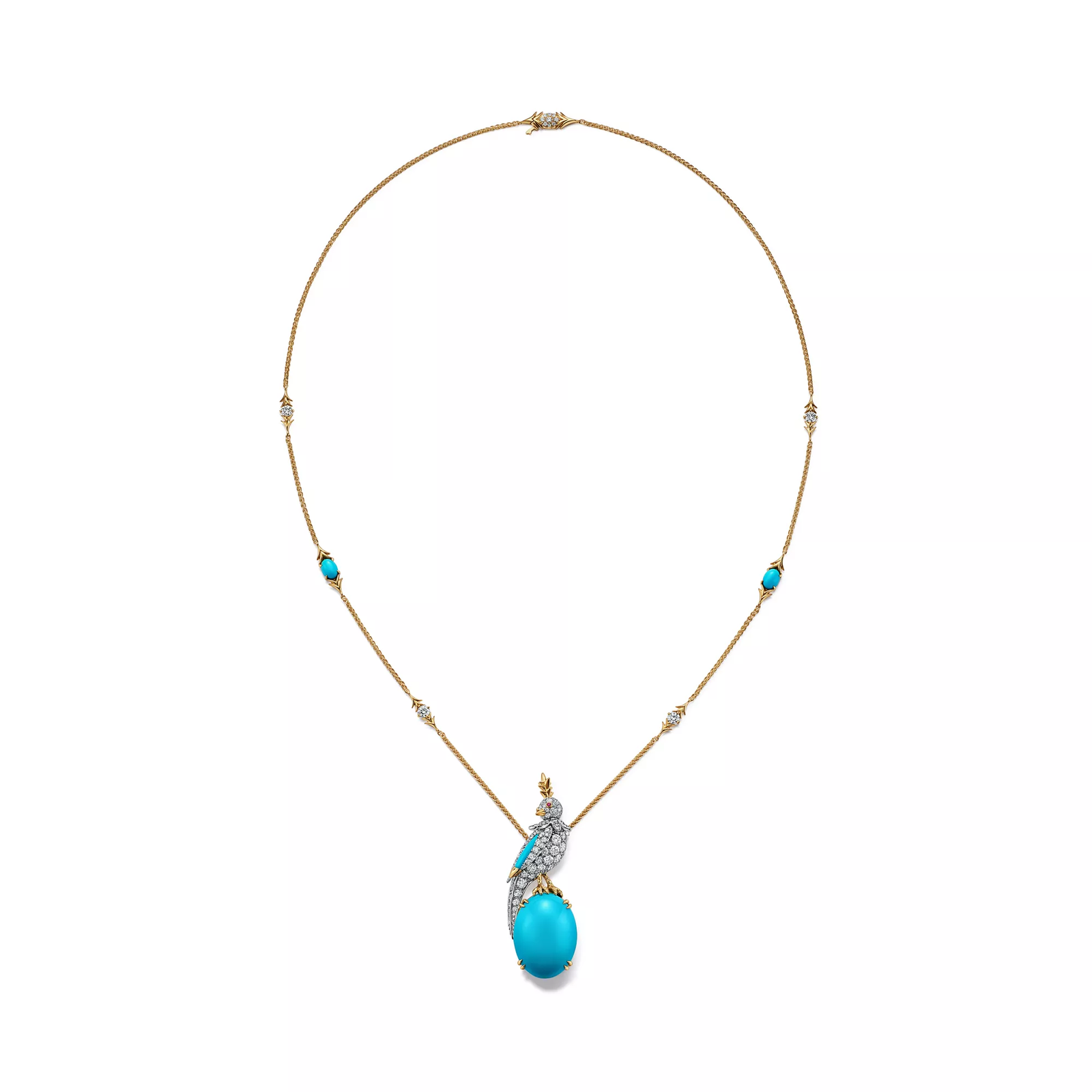 Pendant in Gold with Turquoise, Diamonds and Rubies