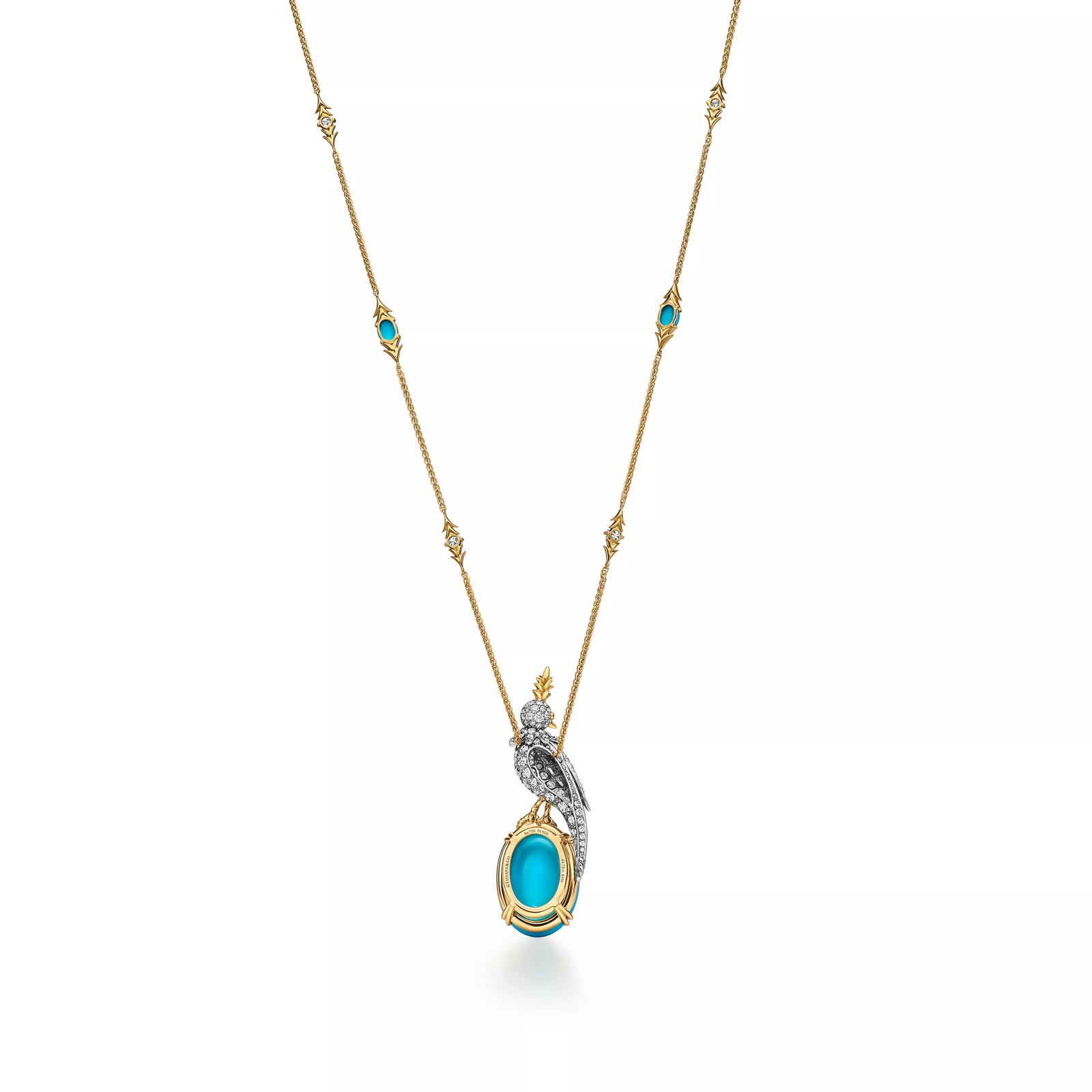 Pendant in Gold with Turquoise, Diamonds and Rubies