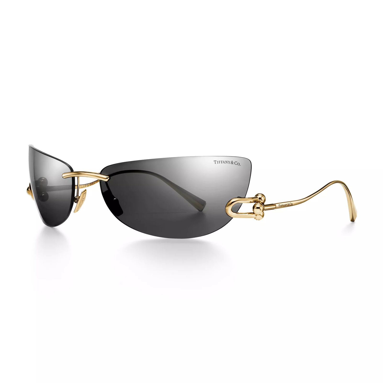 Sunglasses in Gold-plated Metal with Tiffany Blue Lenses