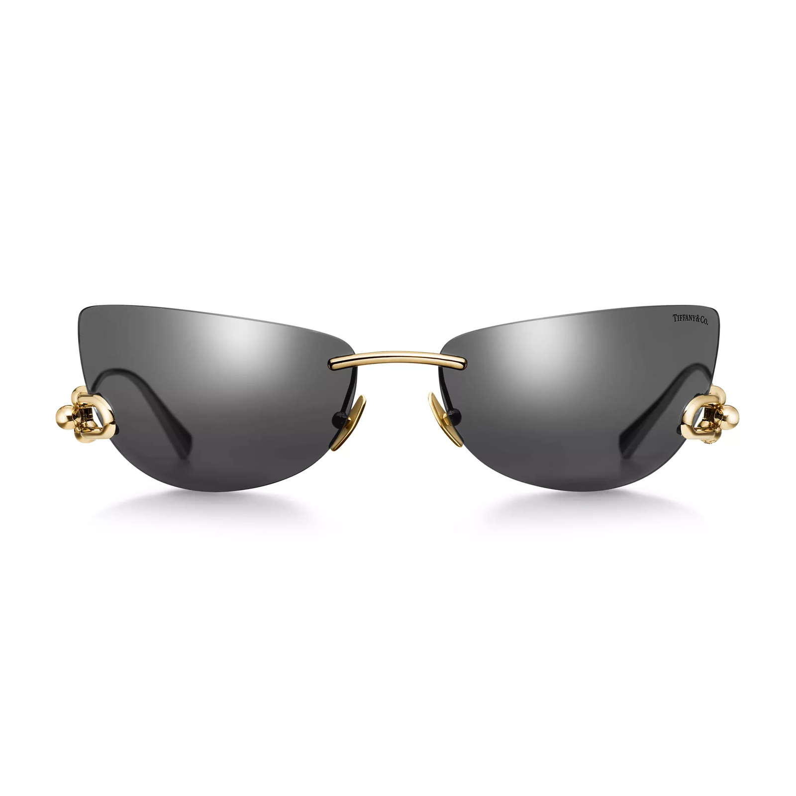 Sunglasses in Gold-plated Metal with Tiffany Blue Lenses