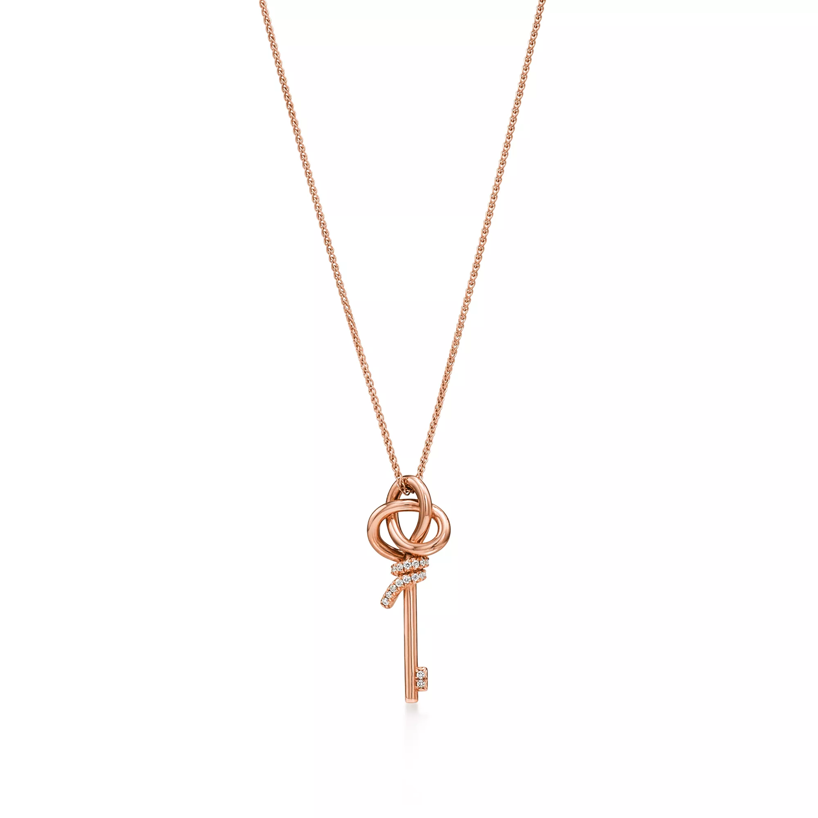 Mini Key Pendant in Rose Gold with Diamonds
