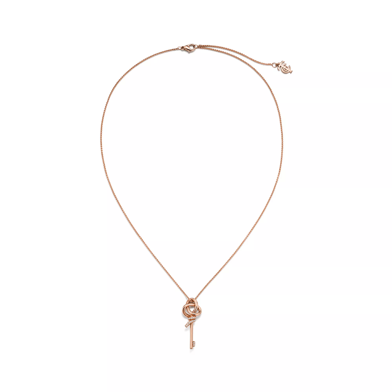 Mini Key Pendant in Rose Gold with Diamonds