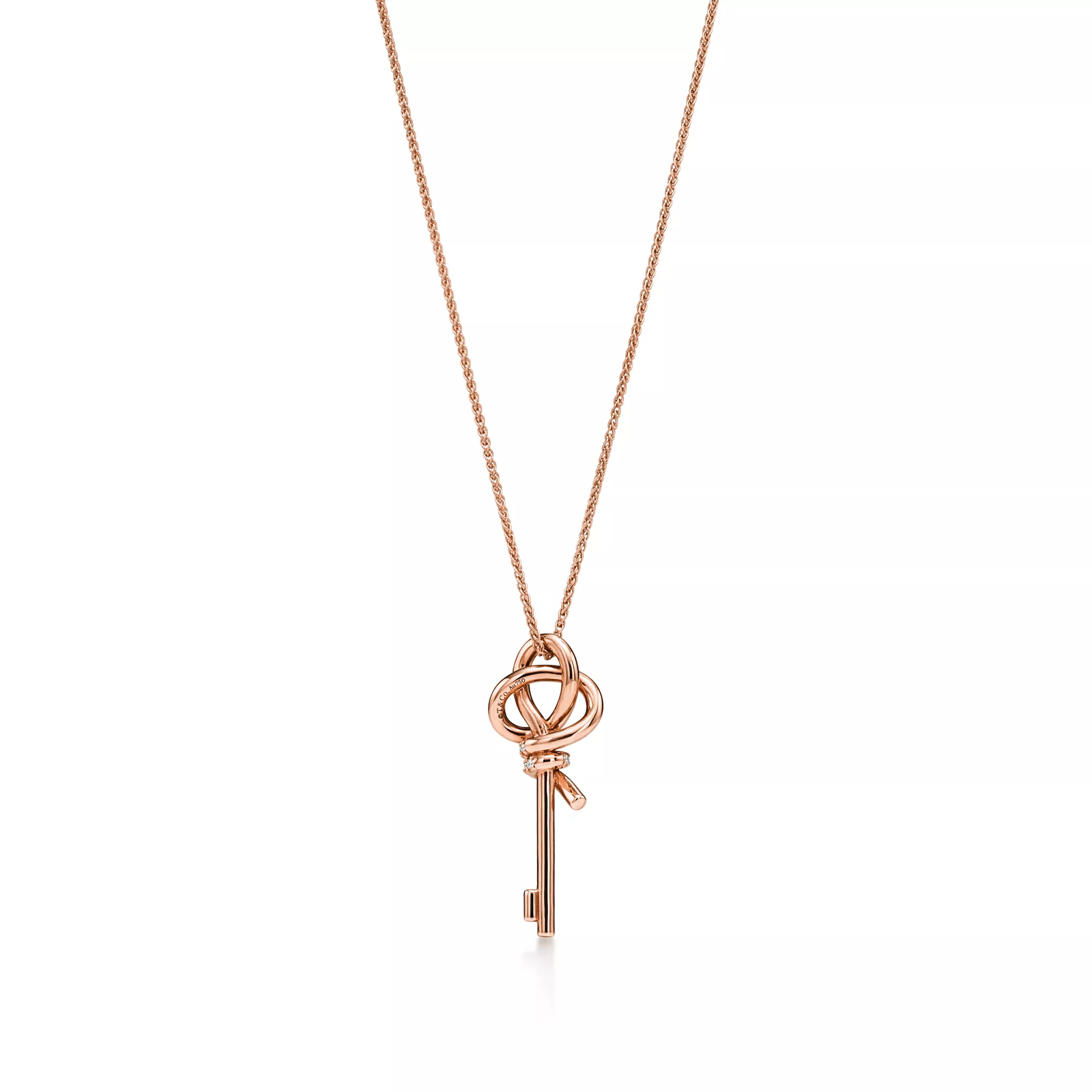 Mini Key Pendant in Rose Gold with Diamonds