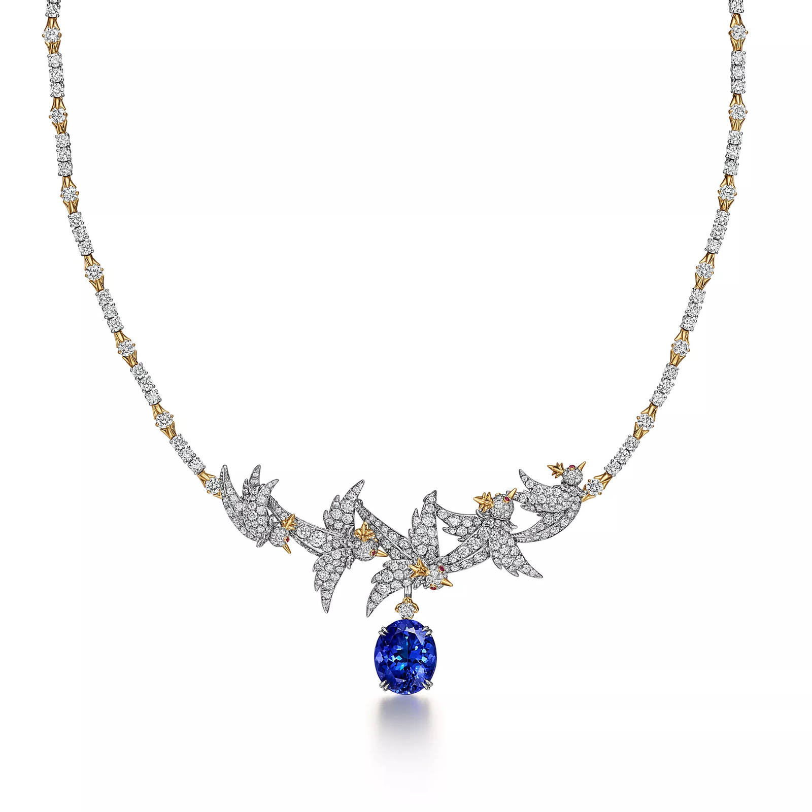 Necklace in Platinum & Gold with Tanzanite & Diamonds