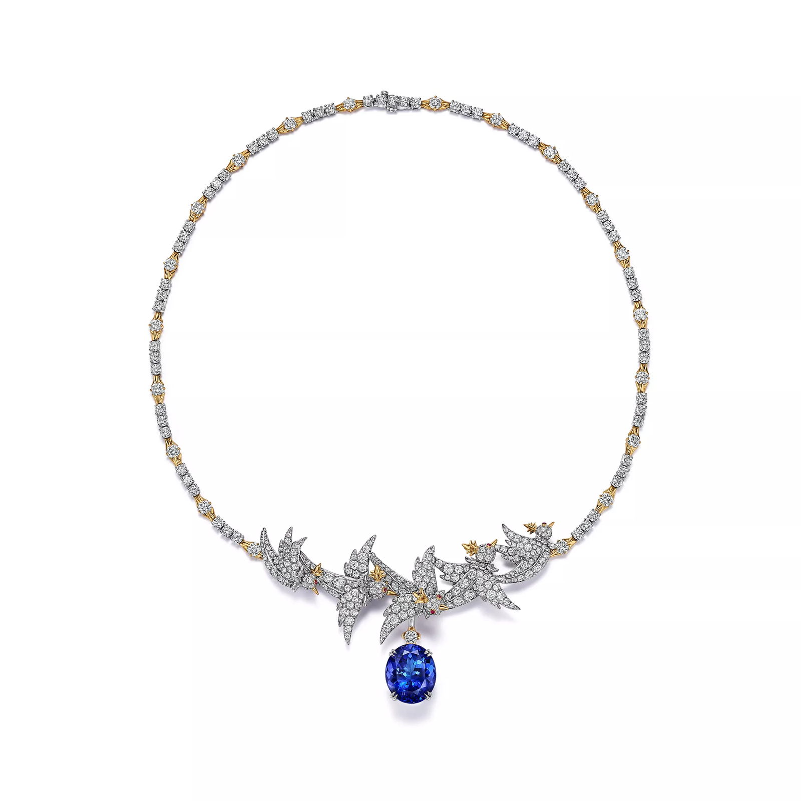 Necklace in Platinum & Gold with Tanzanite & Diamonds