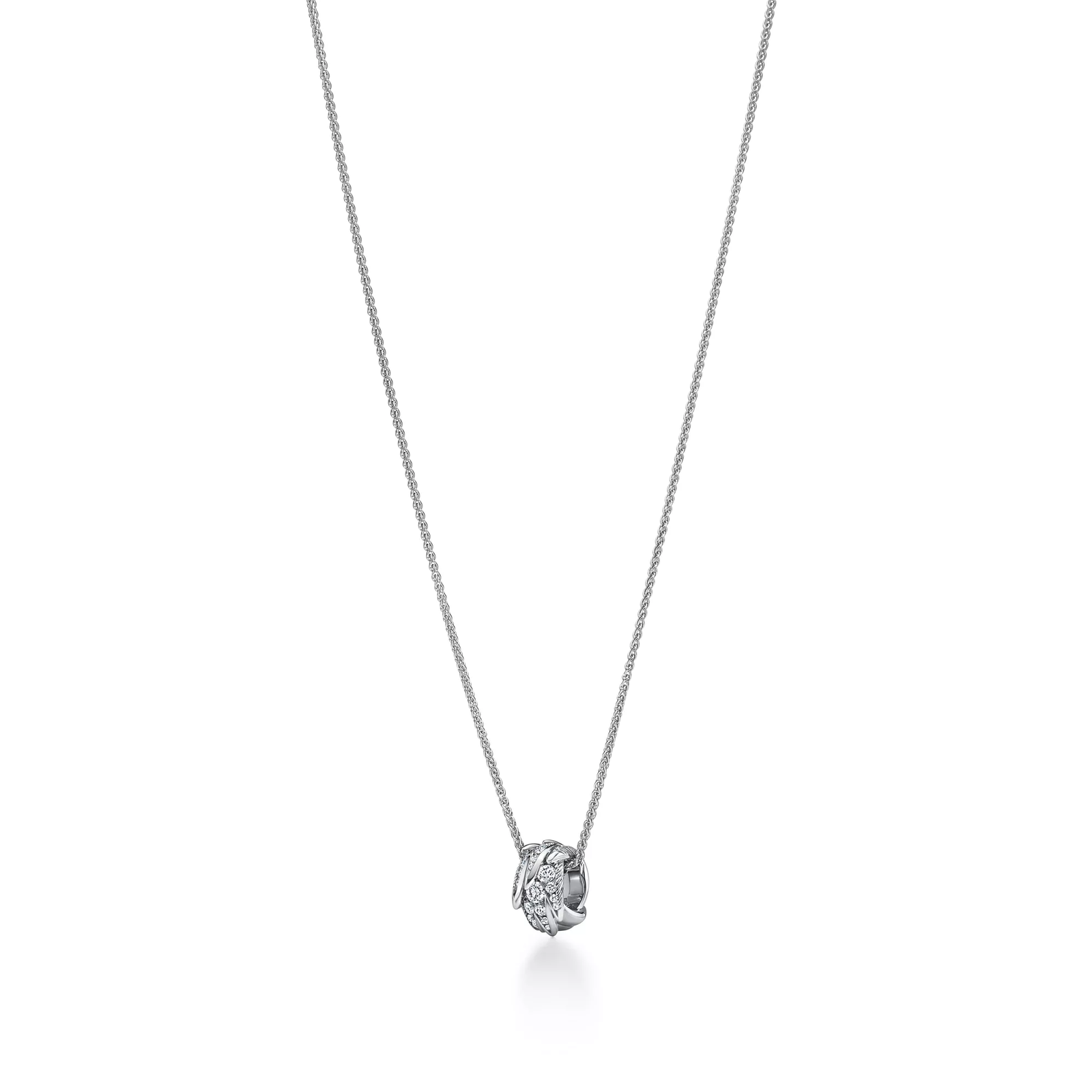 Wings Rolo Pendant in Platinum with Diamonds
