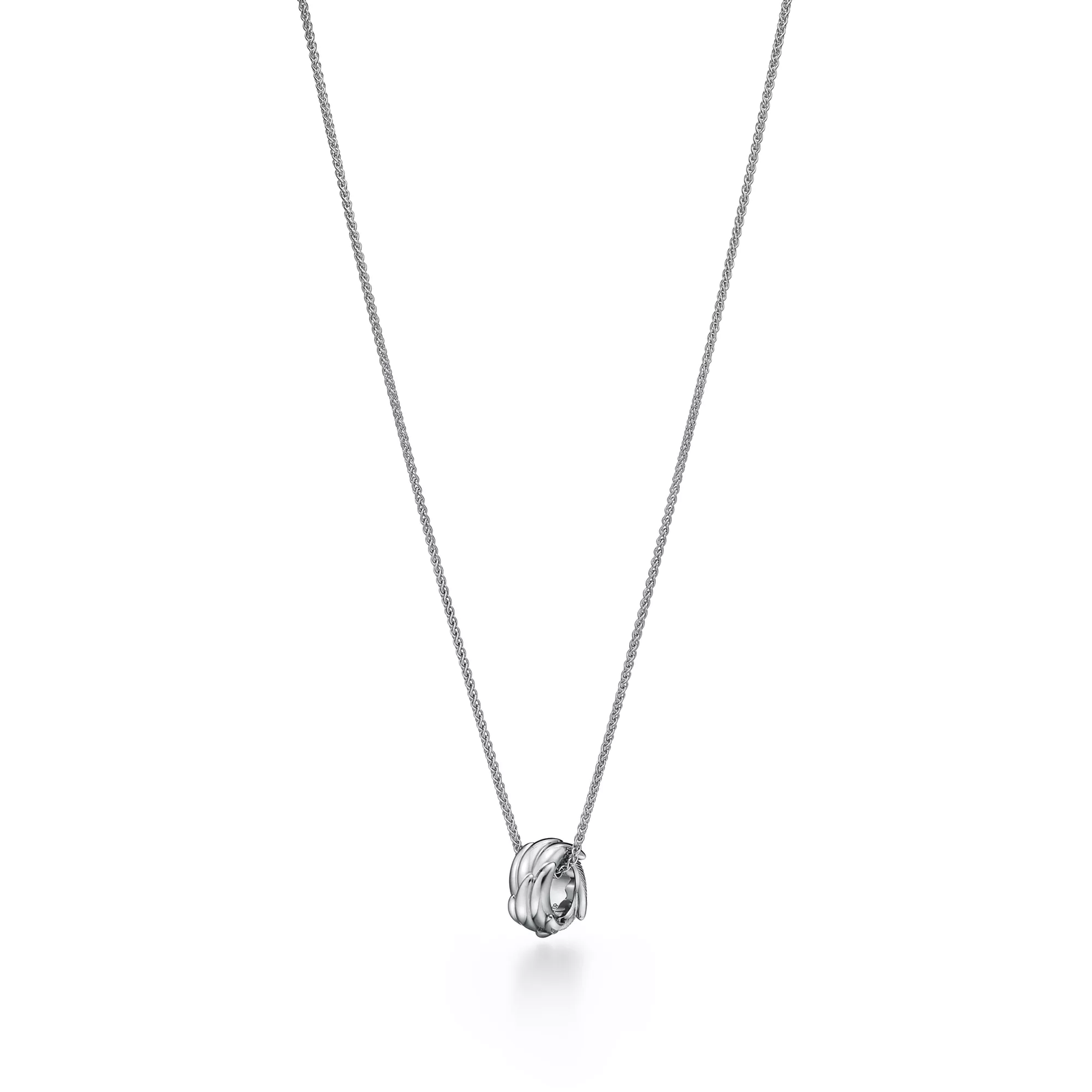 Wings Rolo Pendant in Platinum with Diamonds