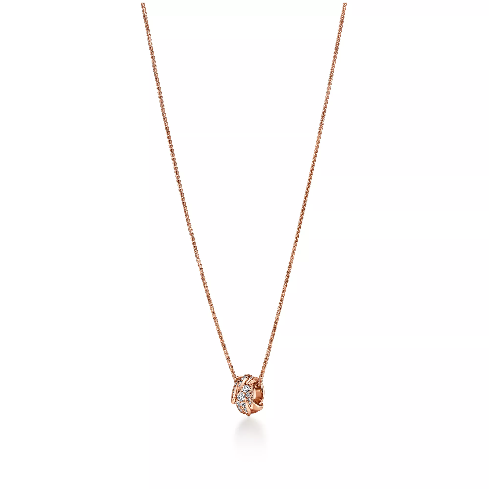 Wings Rolo Pendant in Rose Gold with Diamonds