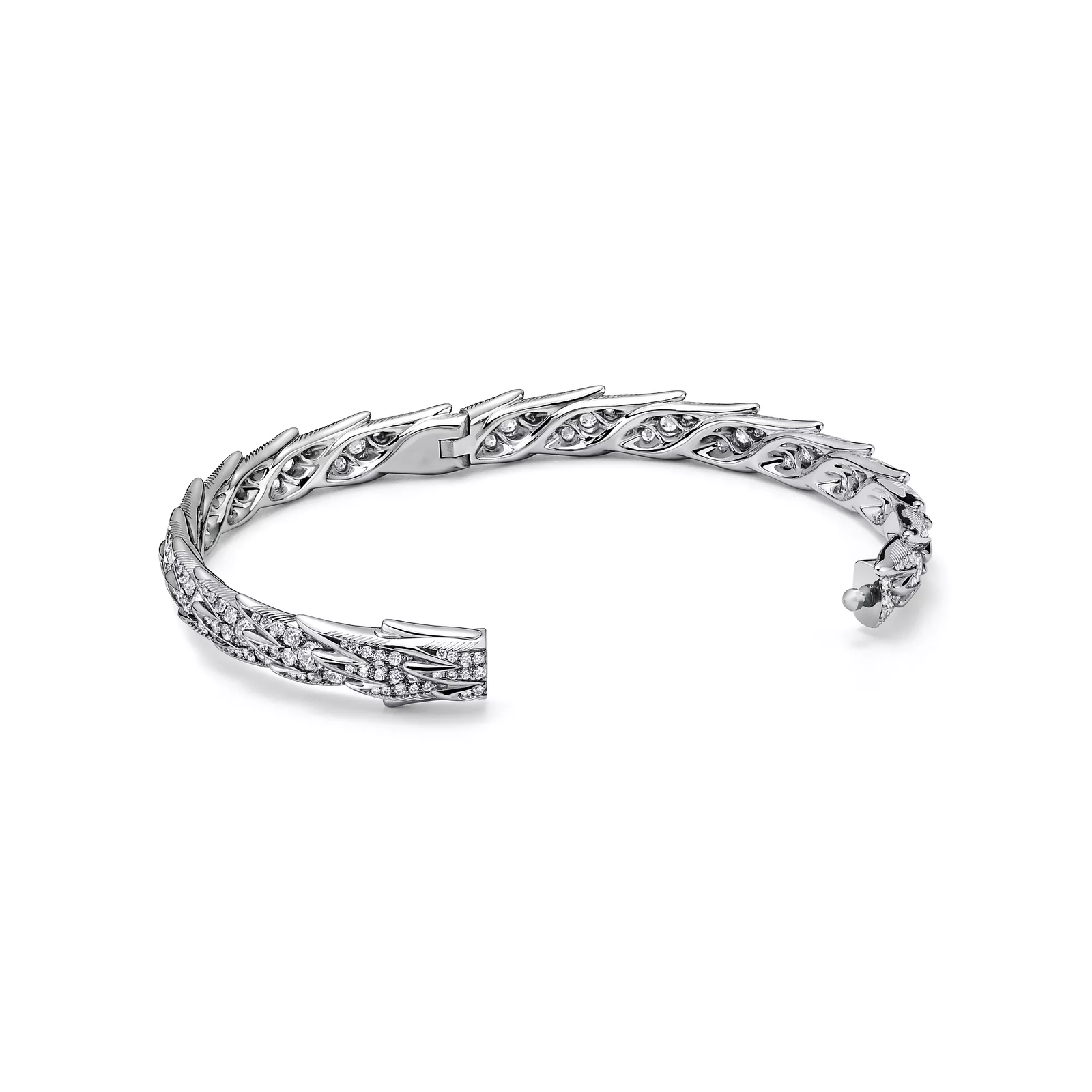 Wings Wide Bangle in Platinum with Diamonds