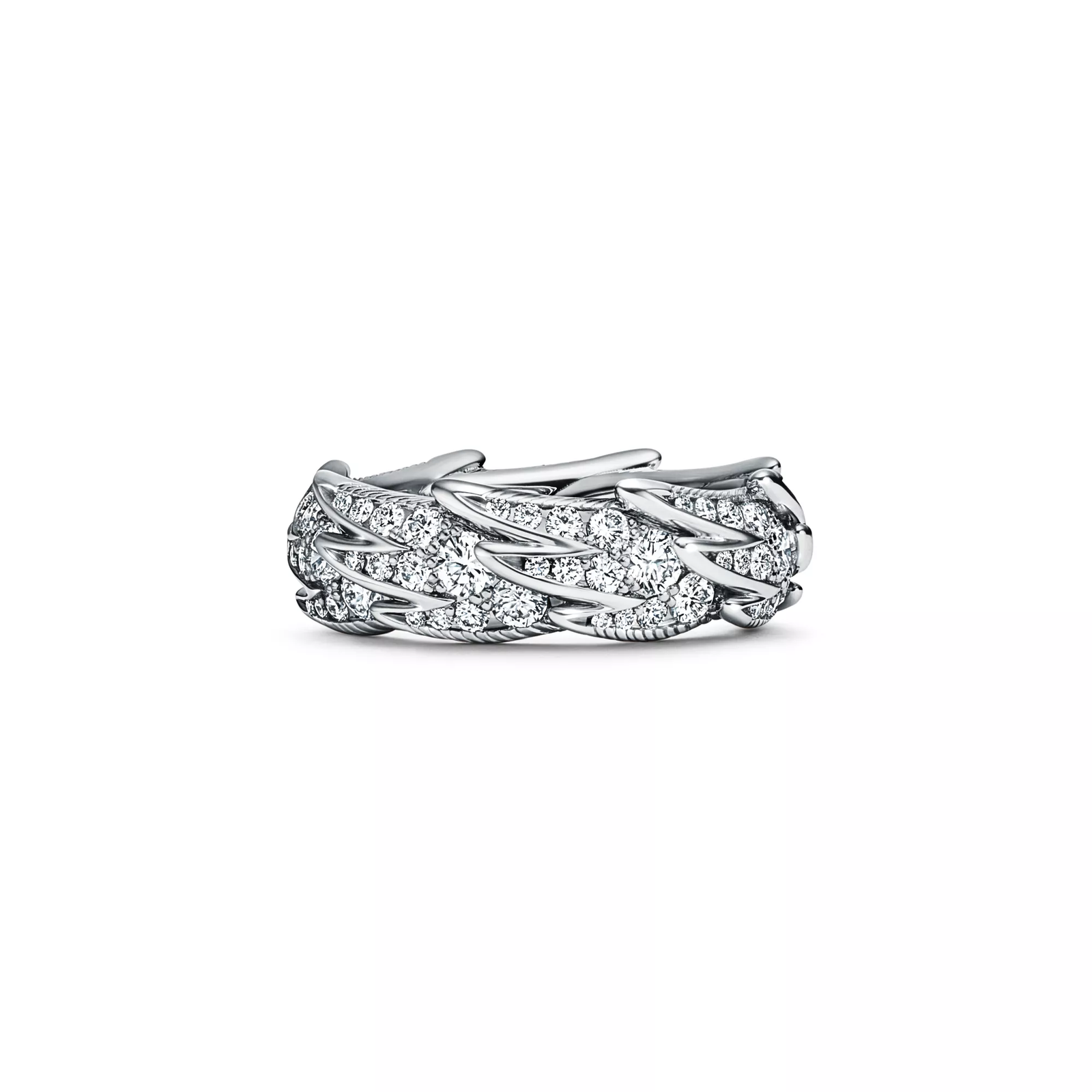 Wings Wide Ring in Platinum with Diamonds