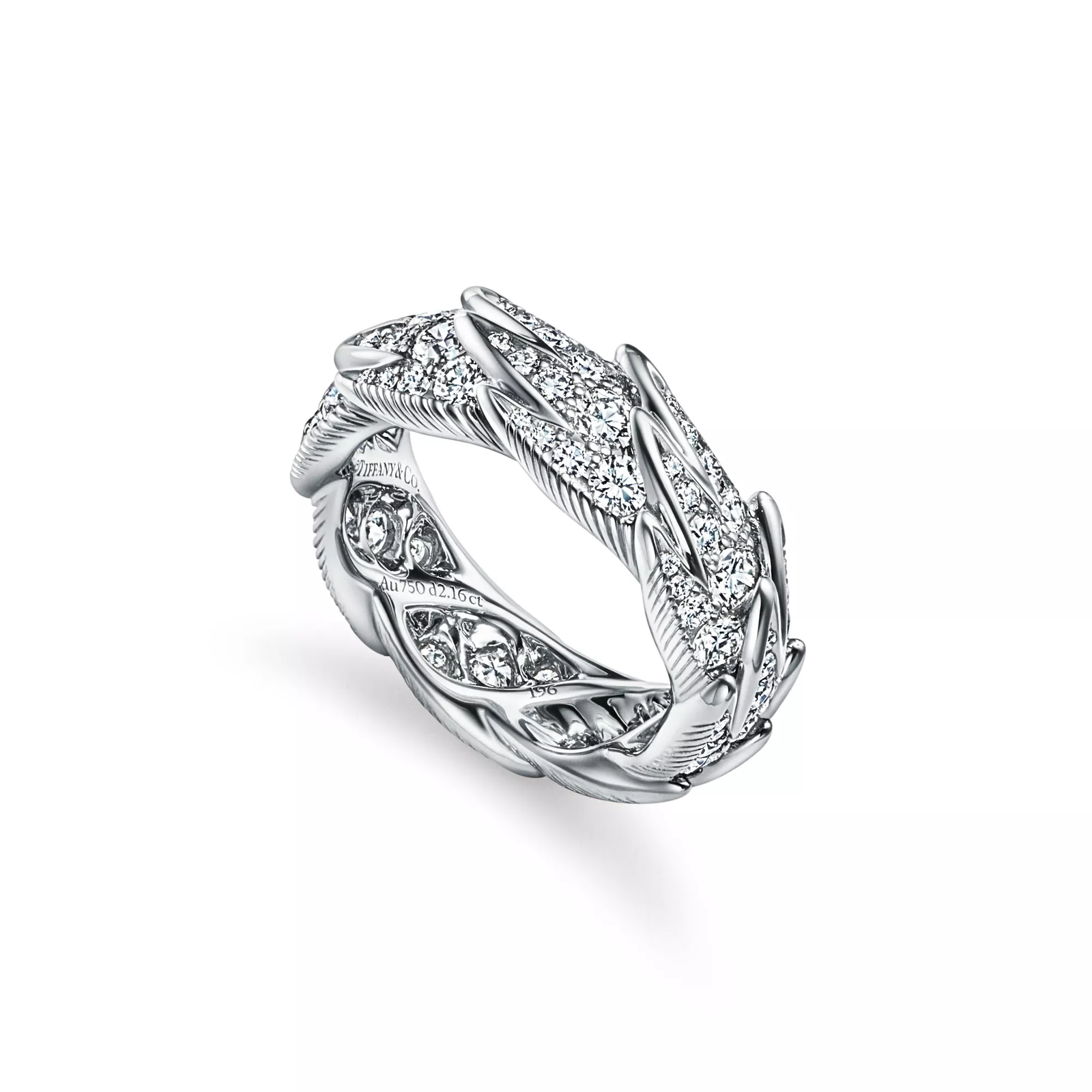 Wings Wide Ring in Platinum with Diamonds