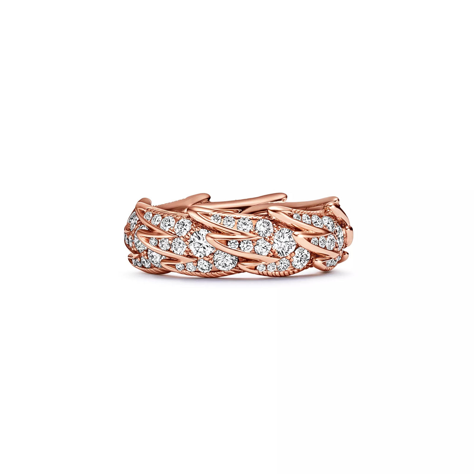 Wings Wide Ring in Rose Gold with Diamonds