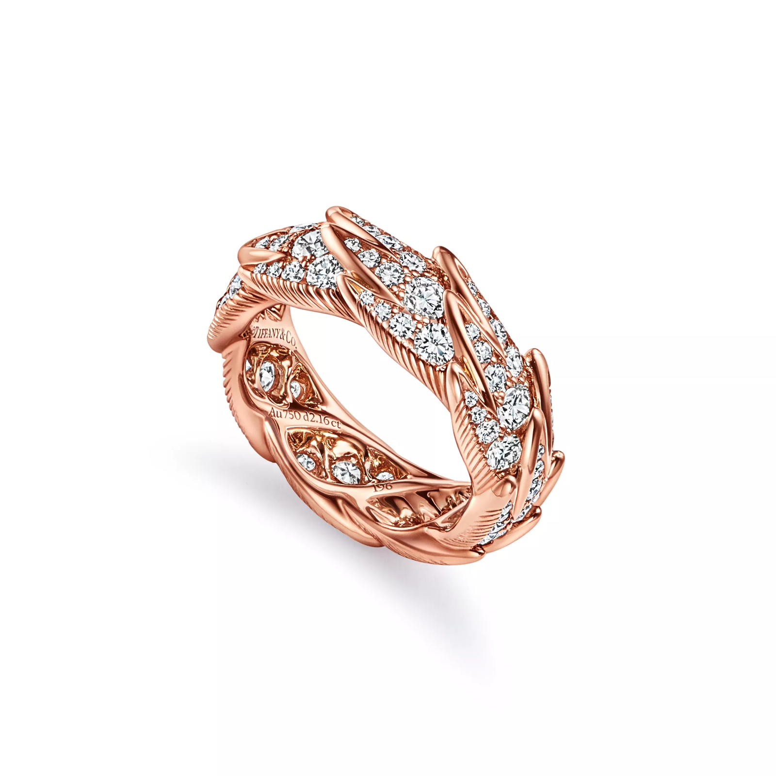 Wings Wide Ring in Rose Gold with Diamonds