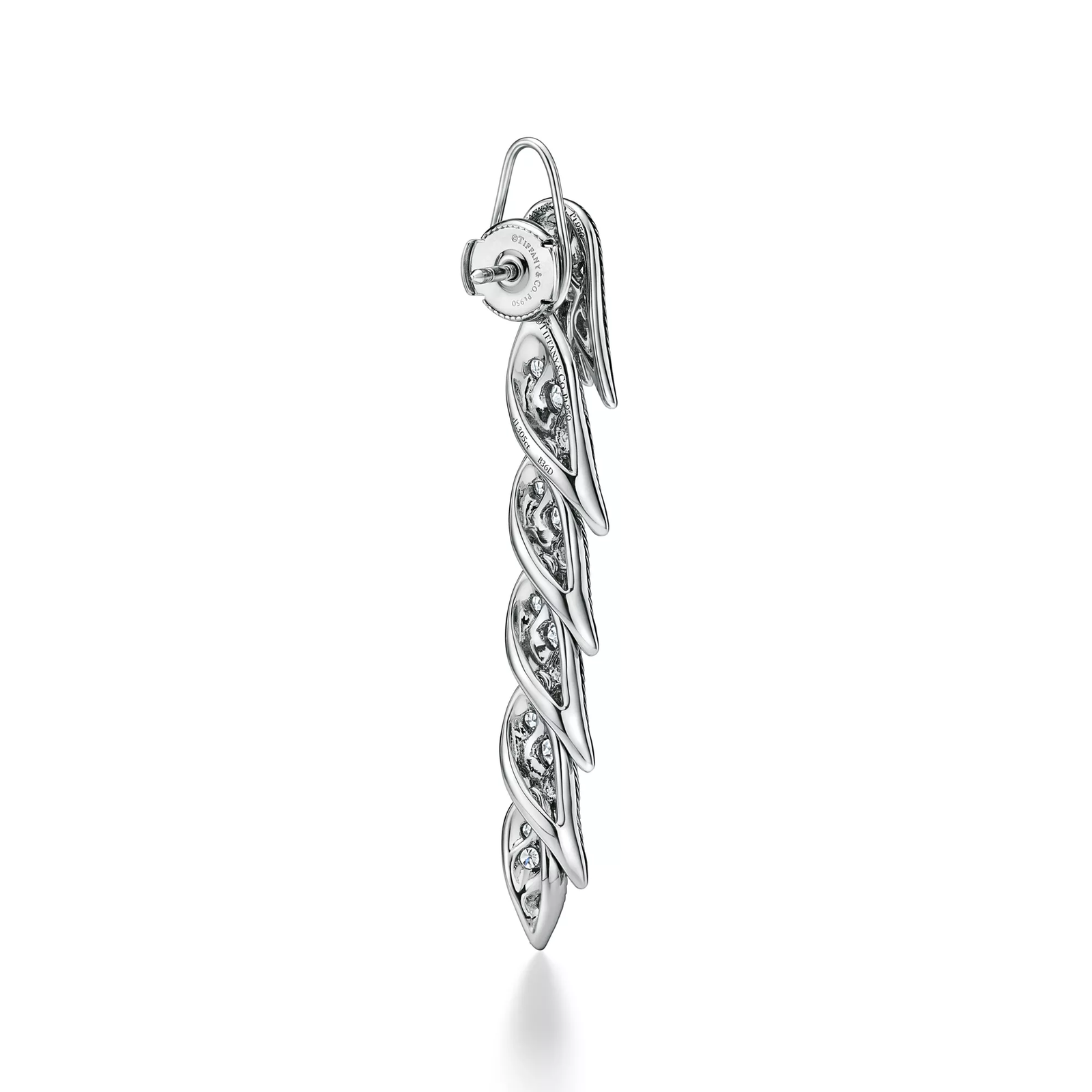 Wings Drop Earrings in Platinum with Diamonds