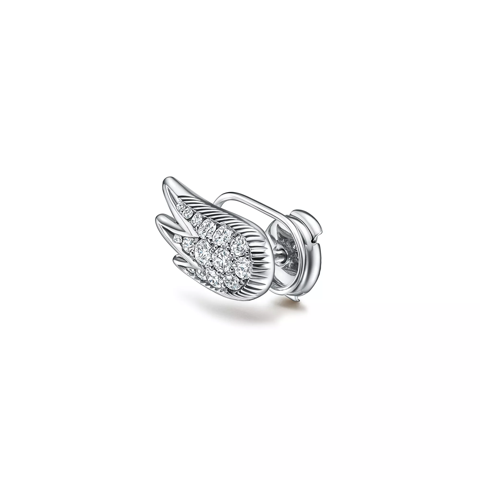 Wings Drop Earrings in Platinum with Diamonds