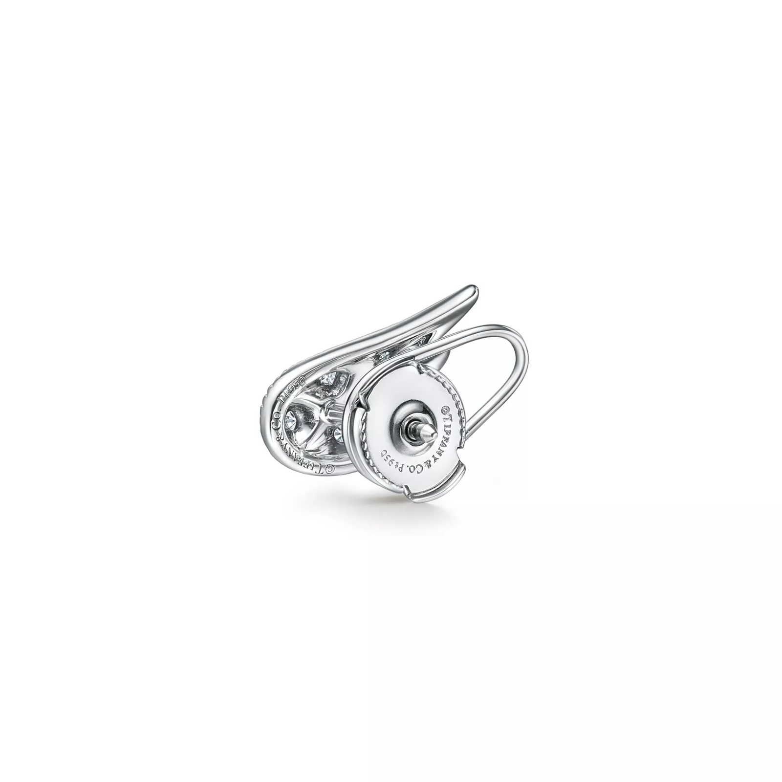 Wings Drop Earrings in Platinum with Diamonds