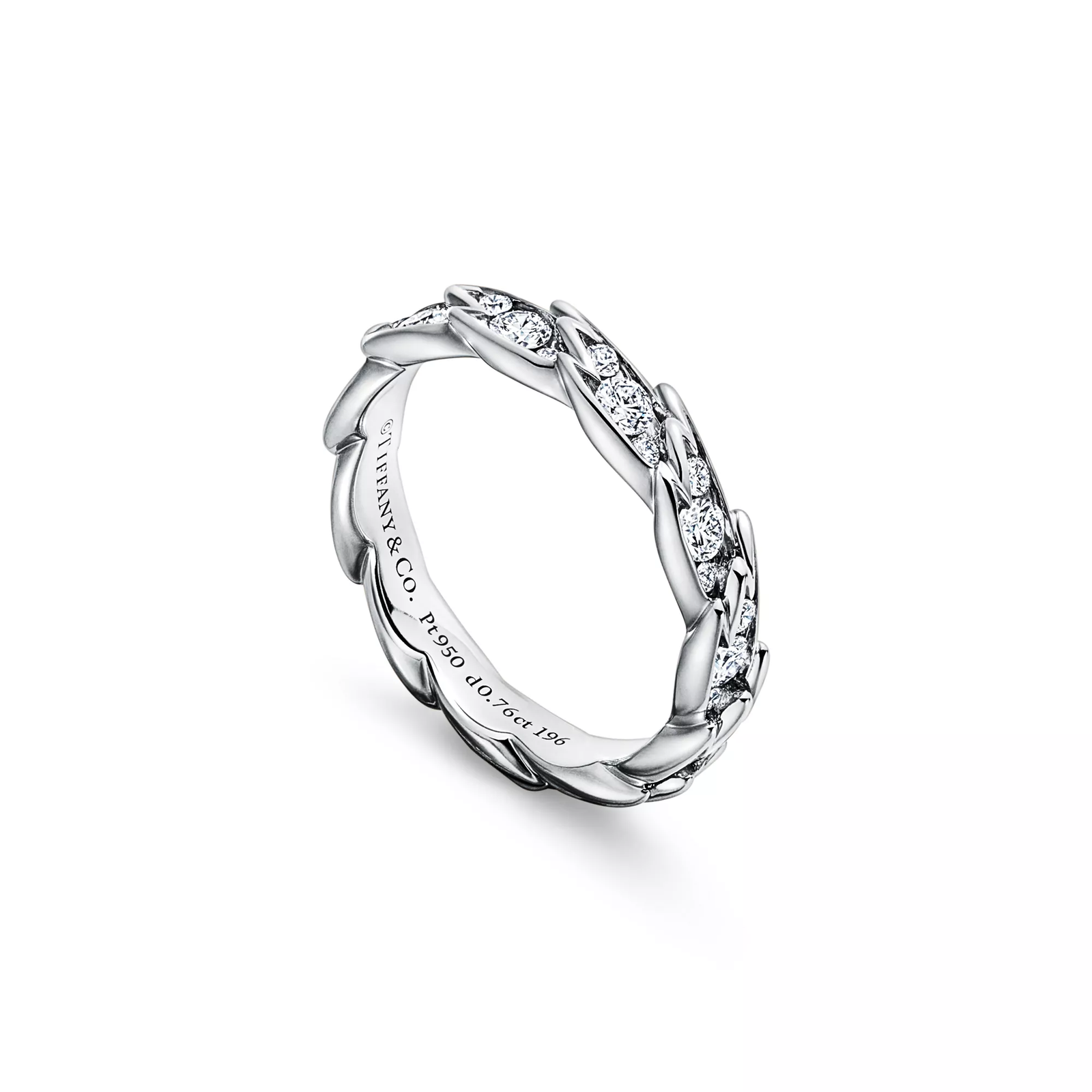 Wings Narrow Ring in Platinum with Diamonds