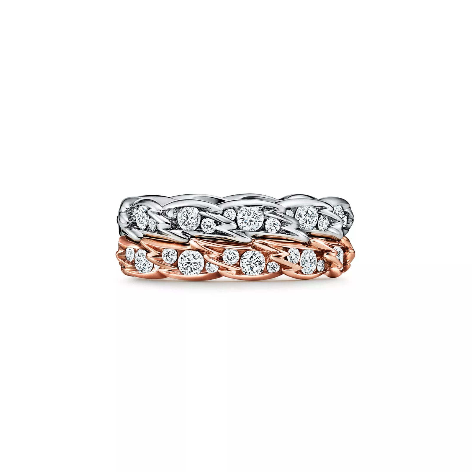Wings Narrow Ring in Rose Gold with Diamonds