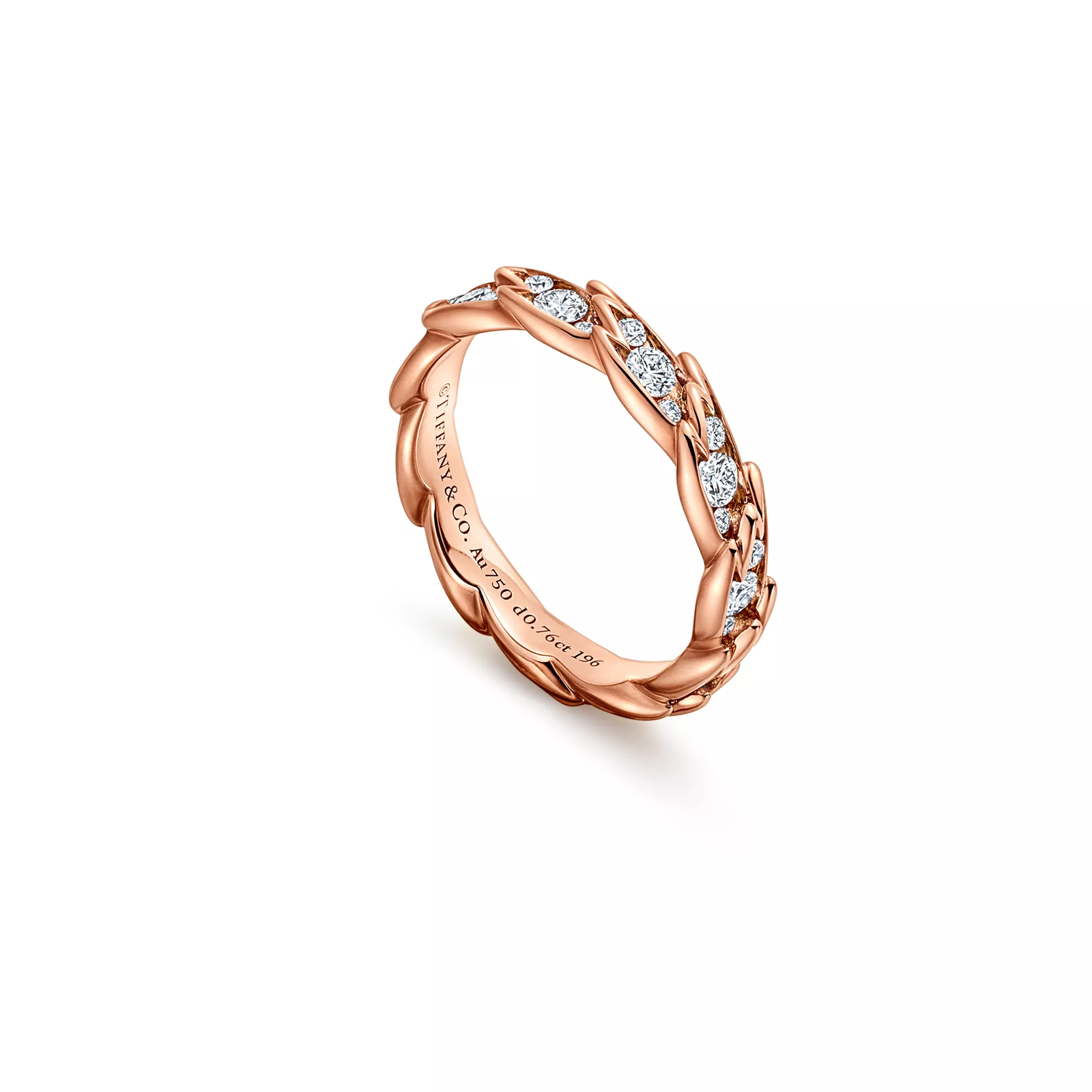 Wings Narrow Ring in Rose Gold with Diamonds